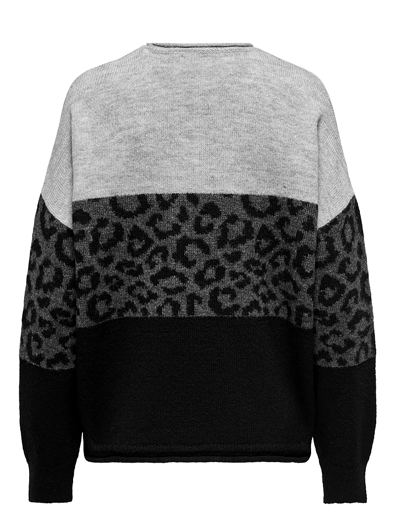 ONLY - ONLJADE ANIMAL LS O-NECK NOOS KNT - stickade tröjor - light grey melange - 2