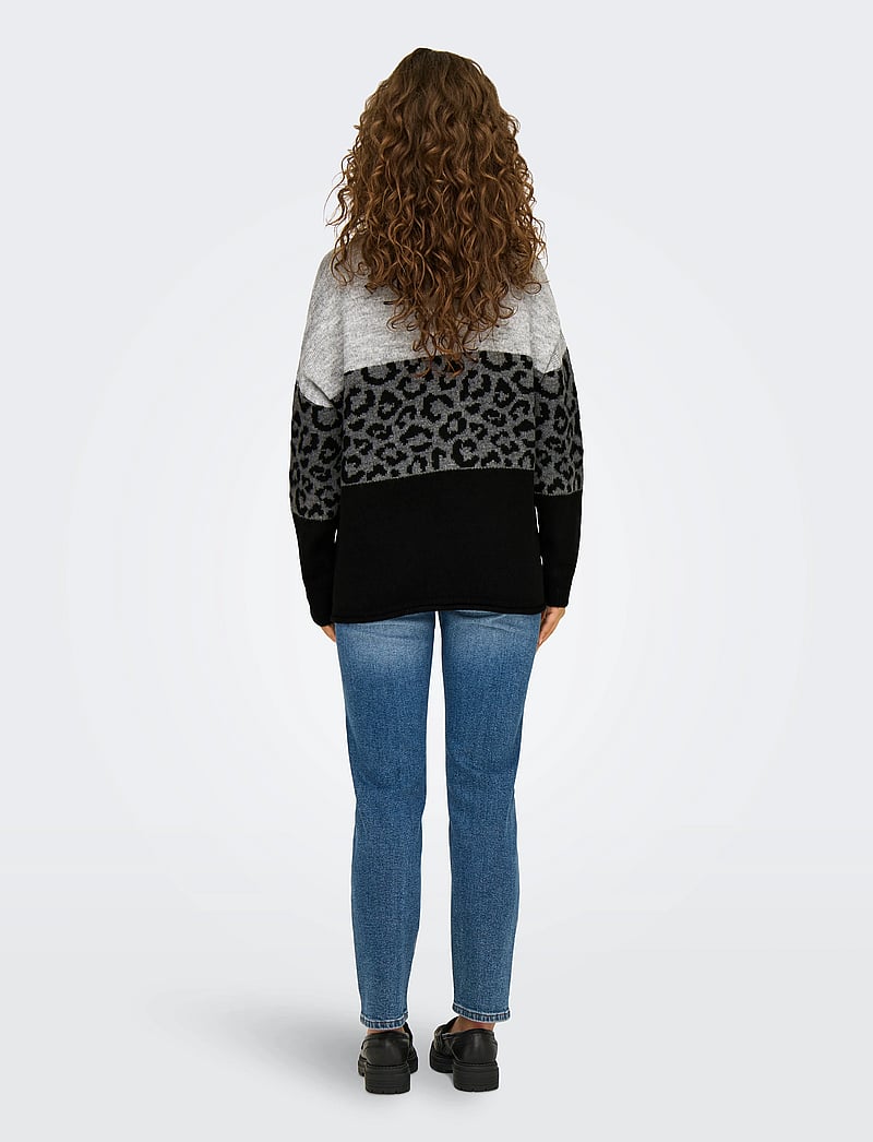 ONLY - ONLJADE ANIMAL LS O-NECK NOOS KNT - stickade tröjor - light grey melange - 3