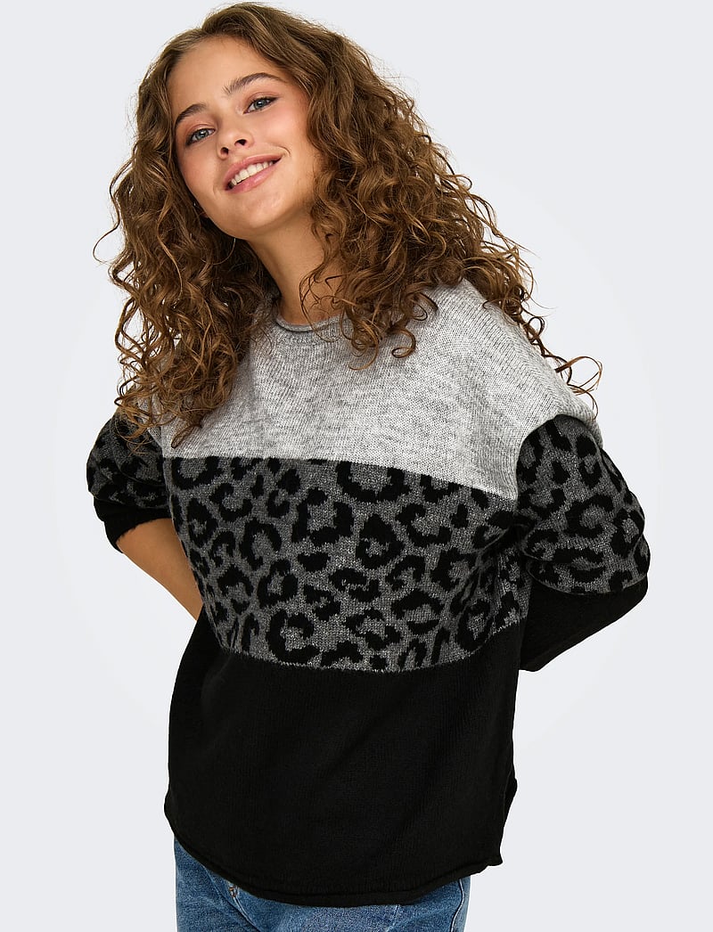 ONLY - ONLJADE ANIMAL LS O-NECK NOOS KNT - stickade tröjor - light grey melange - 4