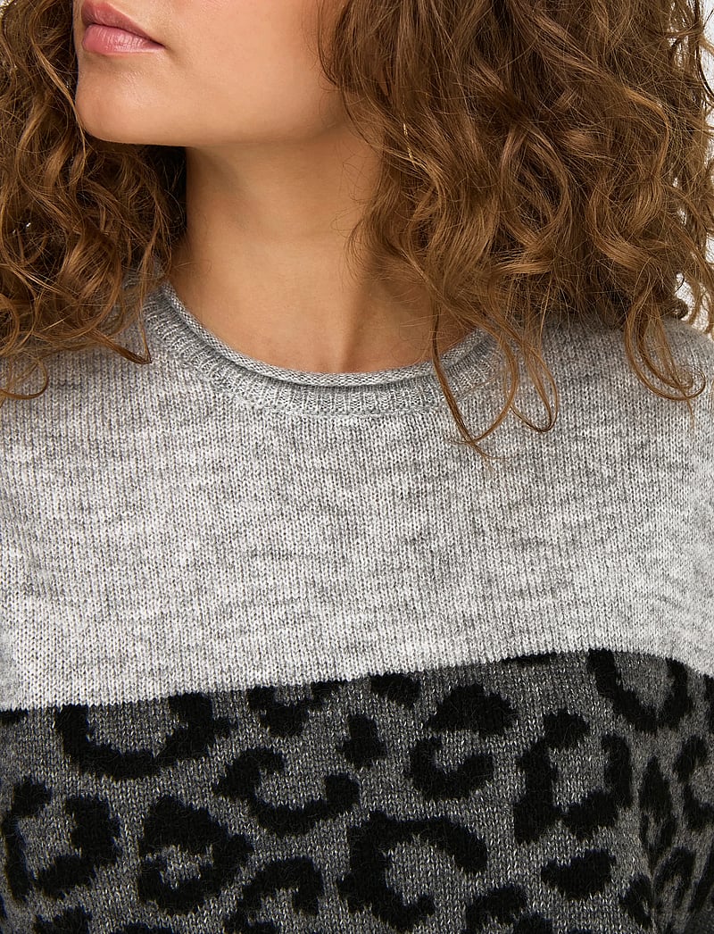 ONLY - ONLJADE ANIMAL LS O-NECK NOOS KNT - stickade tröjor - light grey melange - 5