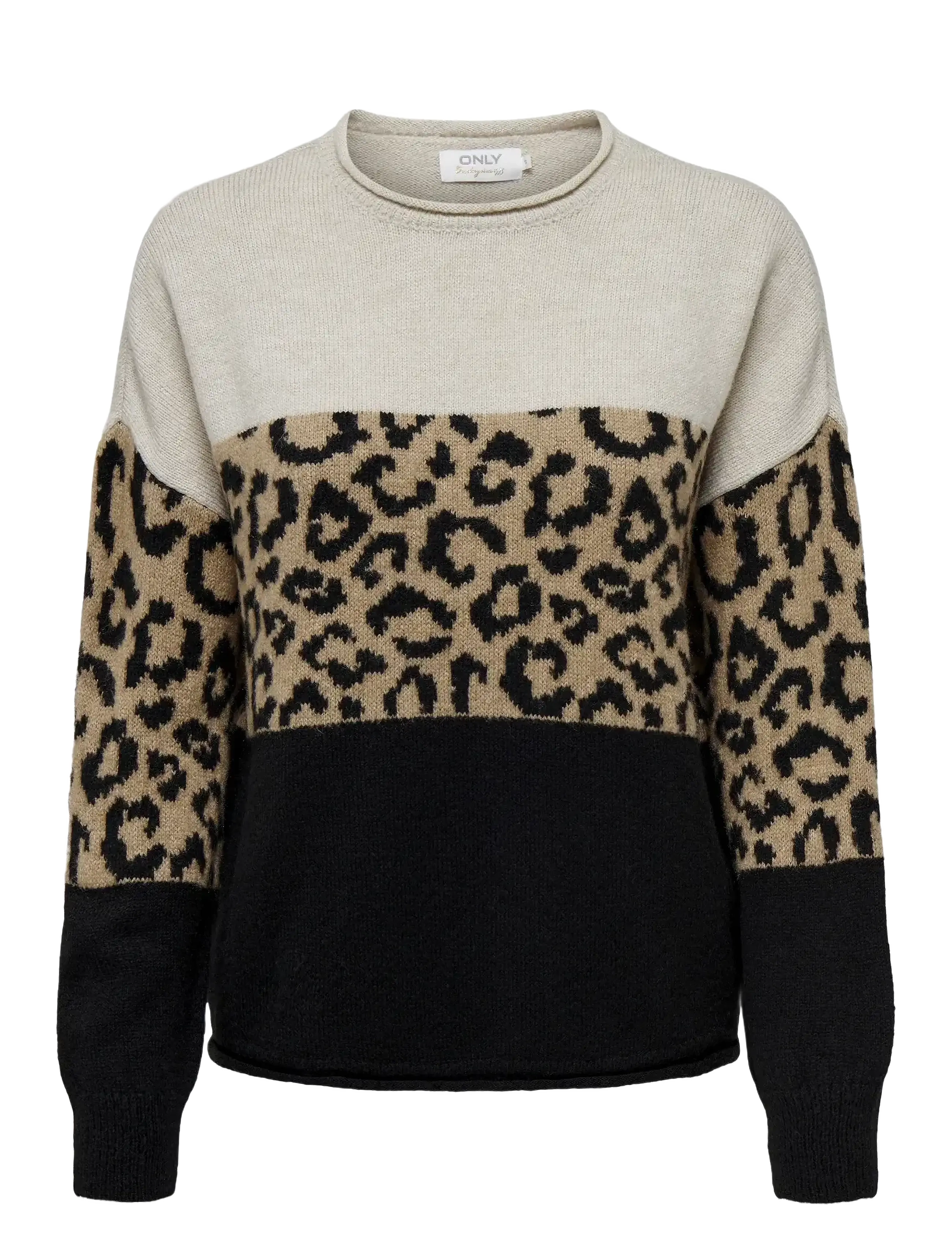 ONLY ONLJADE ANIMAL LS O-NECK NOOS KNT - Strickmode - MOONBEAM / beige