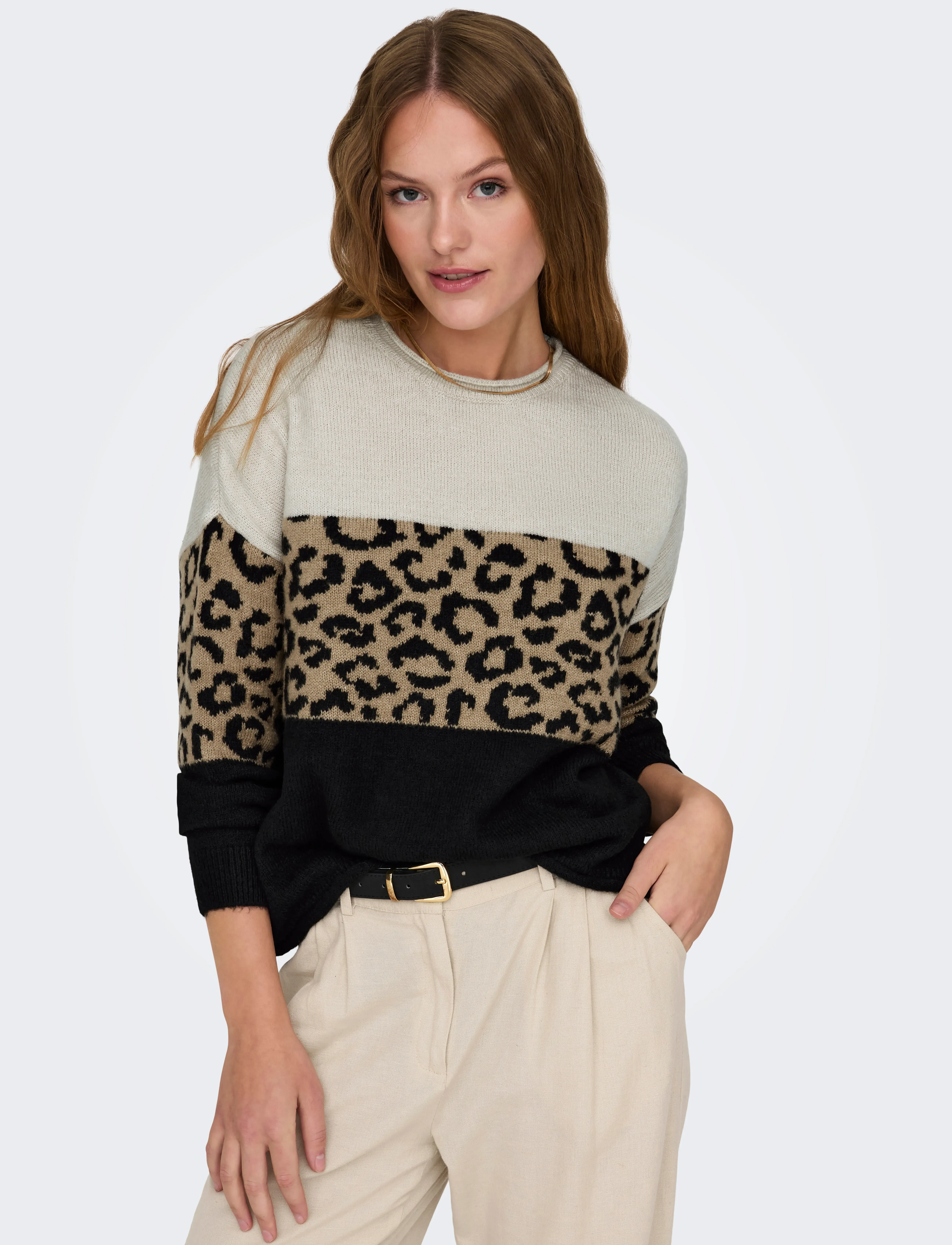 ONLY - ONLJADE ANIMAL LS O-NECK NOOS KNT - laveste priser - moonbeam - 5