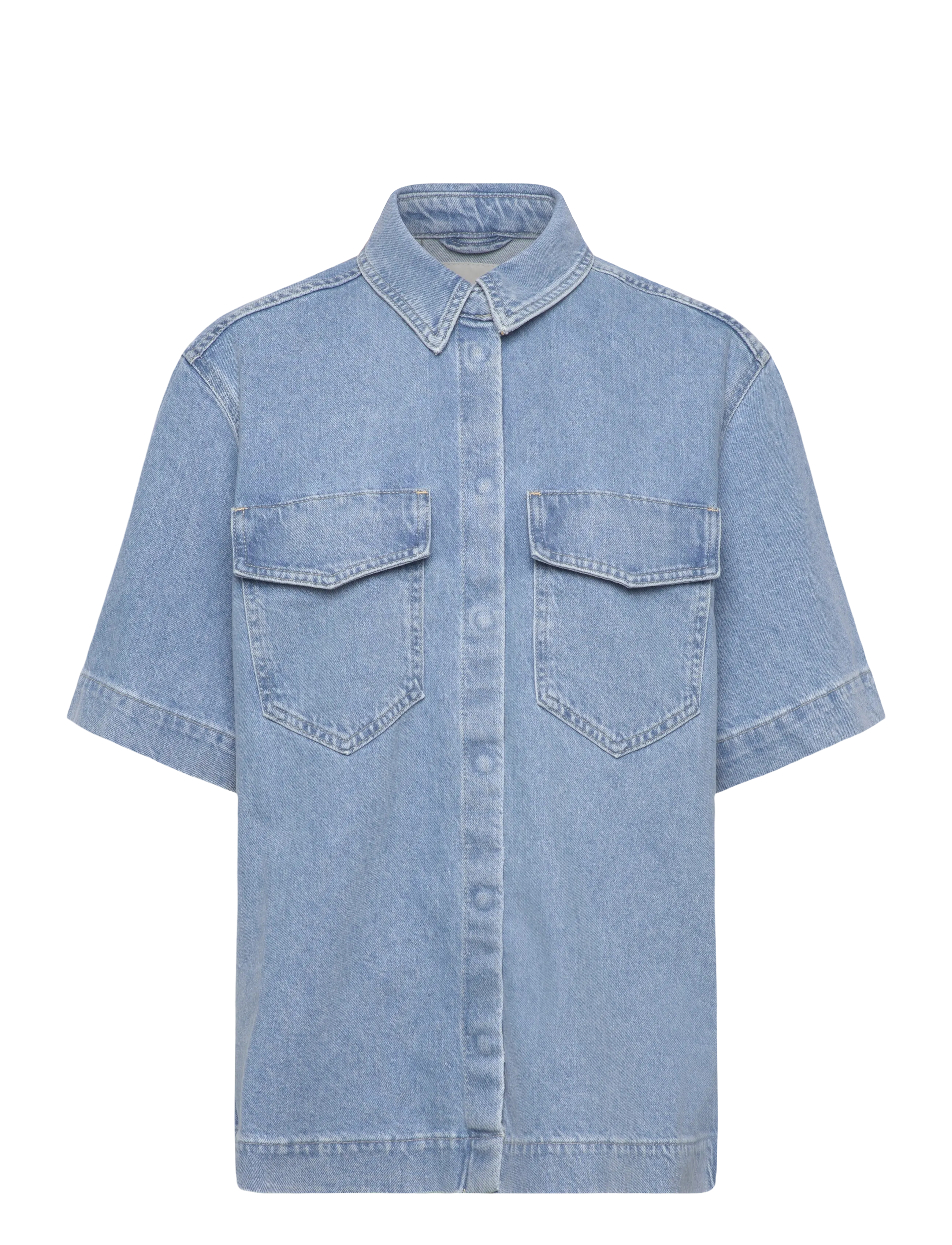ONLY ONLSOPHIE OVERSIZE S/S DNM SHIRT - Uus - LIGHT BLUE DENIM / blue
