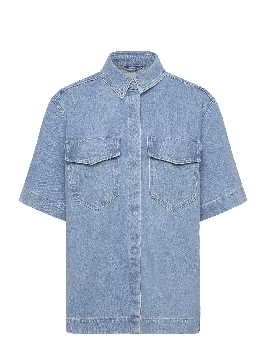 ONLY - ONLSOPHIE OVERSIZE S/S DNM SHIRT - denimskjorter - light blue denim - 0