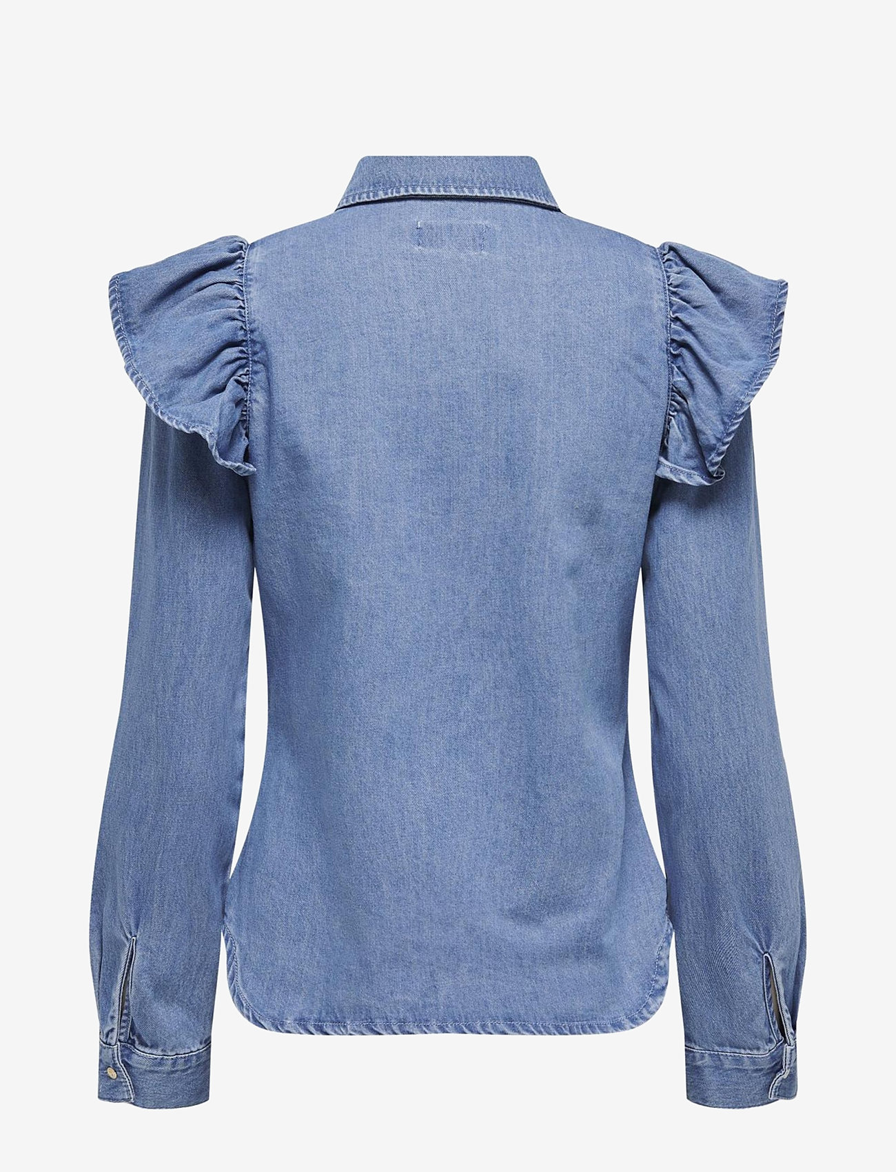ONLY - ONLINDIGO LS FRILL DNM SHIRT QYT NOOS - denimskjorter - medium blue denim - 2