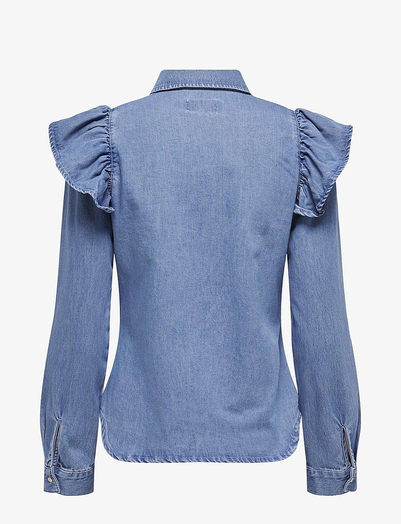 ONLY - ONLINDIGO LS FRILL DNM SHIRT QYT NOOS - denimskjorter - medium blue denim - 2