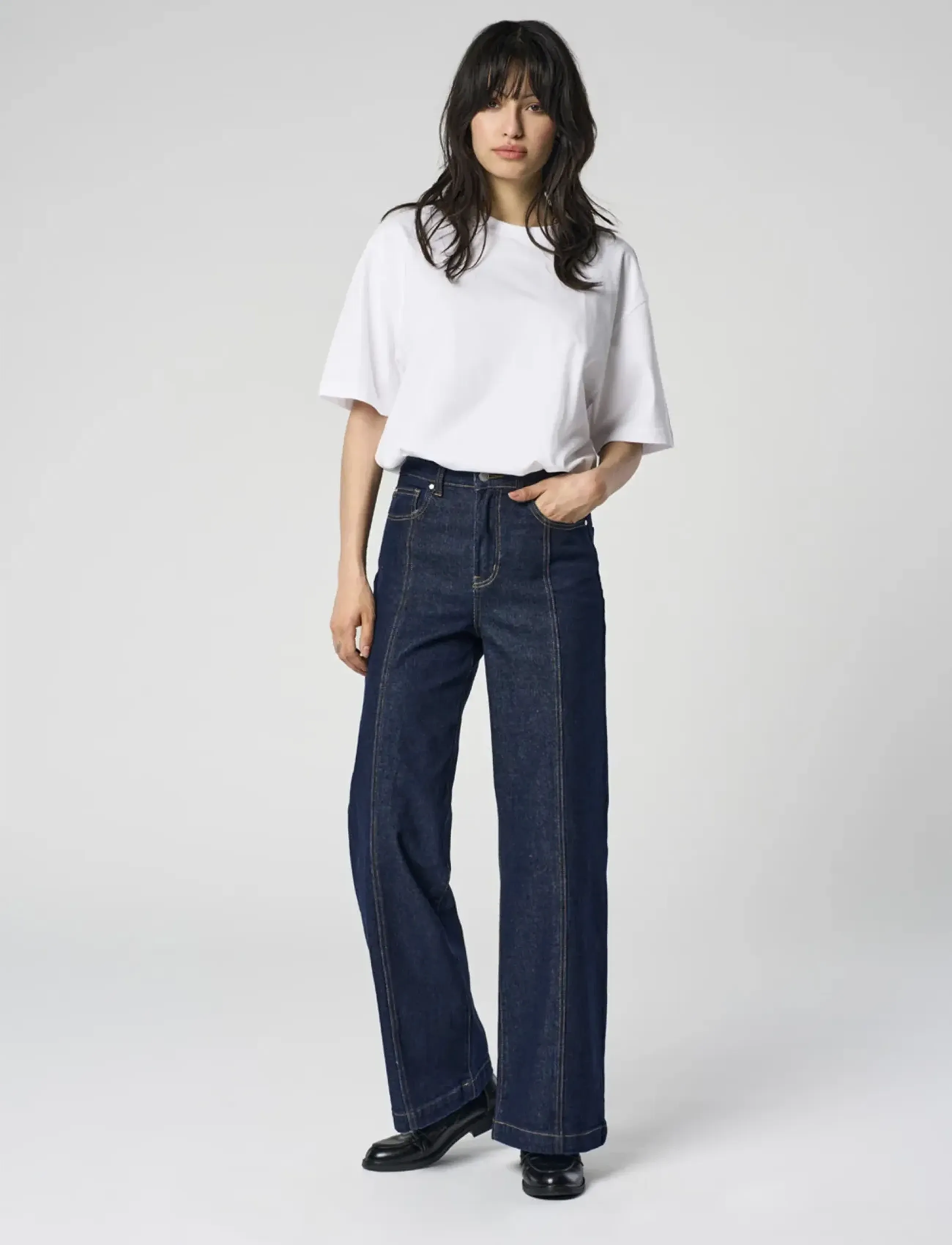 ONLY ONLHOPE HW WIDE DNM MAE1288 - Tøj - DARK BLUE DENIM / navy