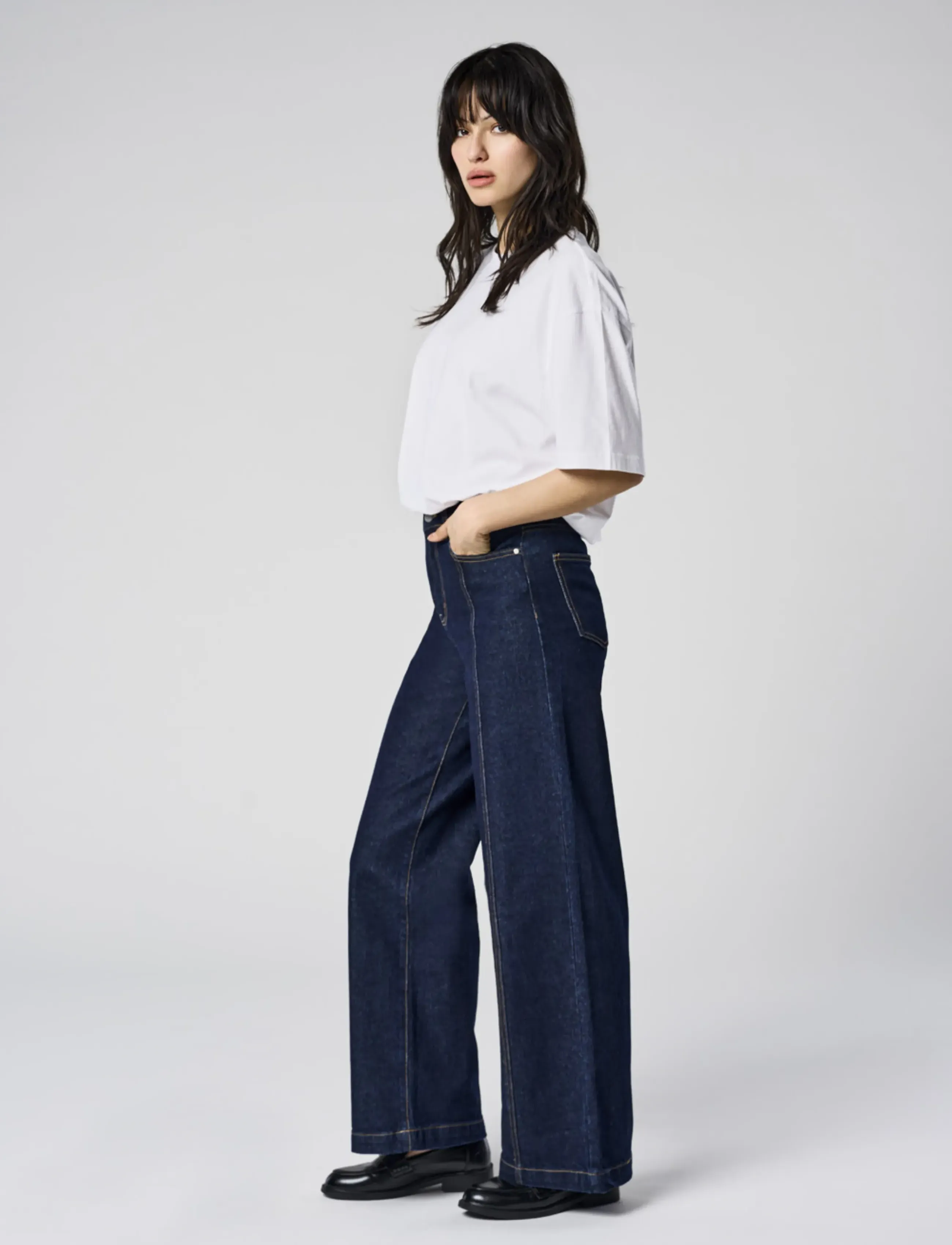 ONLY - ONLHOPE HW WIDE DNM MAE1288 - vide jeans - dark blue denim - 3
