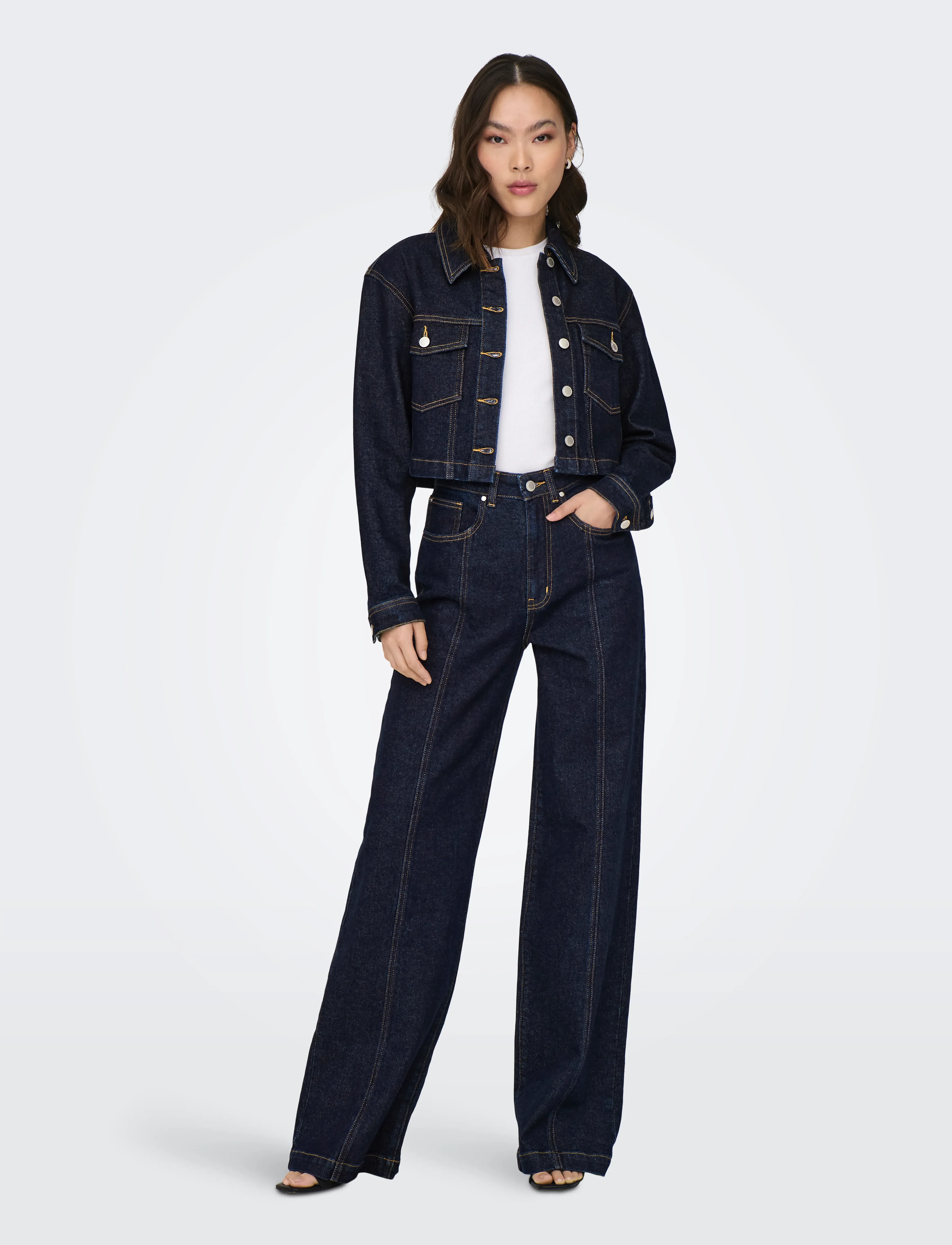 ONLY - ONLHOPE HW WIDE DNM MAE1288 - vide jeans - dark blue denim - 5