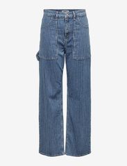 ONLY - ONLKIRSI HW WIDE WORKER STRIPE DNM DOT - wide leg trousers - light blue denim - 0