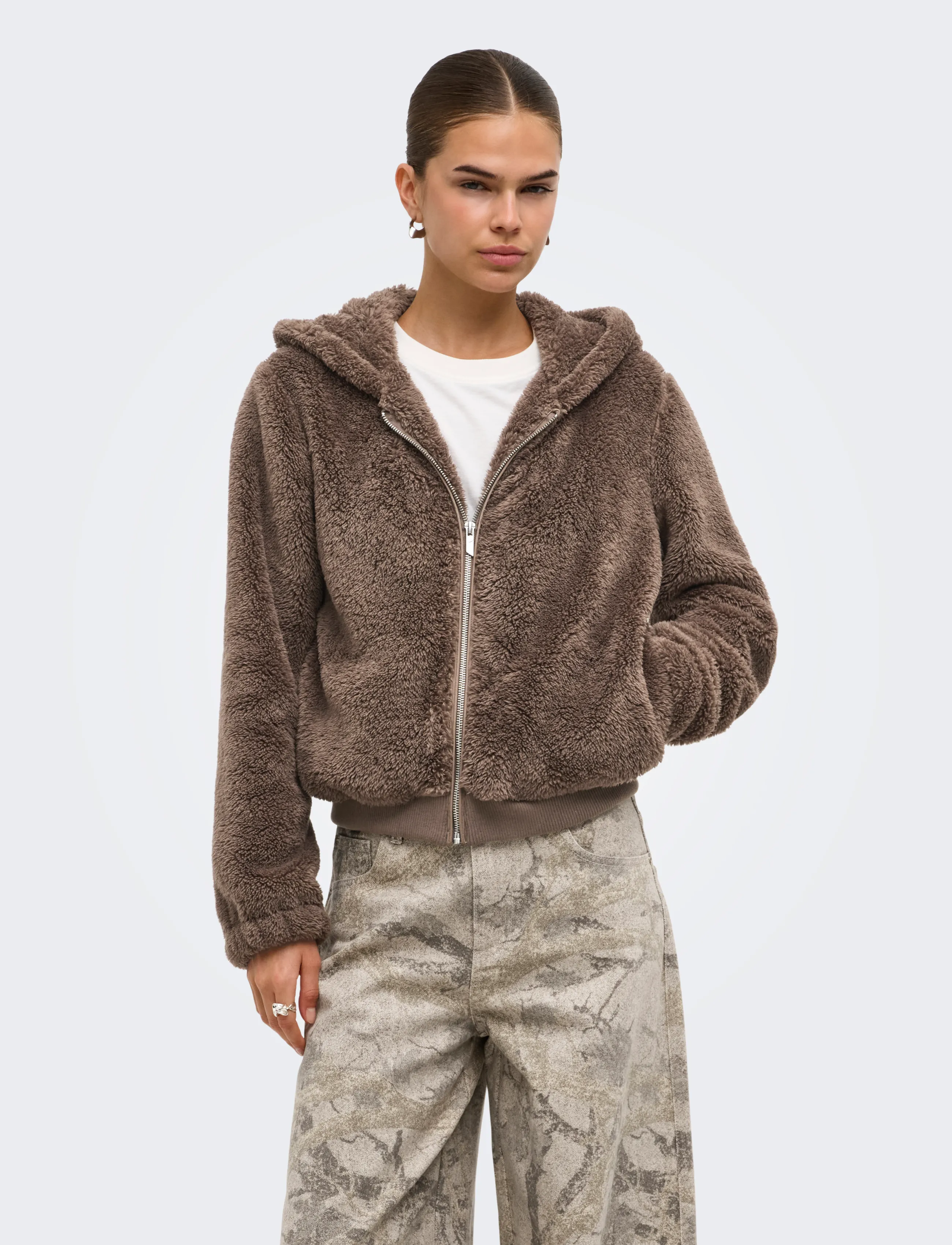ONLY Onlnewanna Contact Sherpa Jkt Otw Noos, Kvinder, Sherpa Hættejakke, Brun, Str: XL