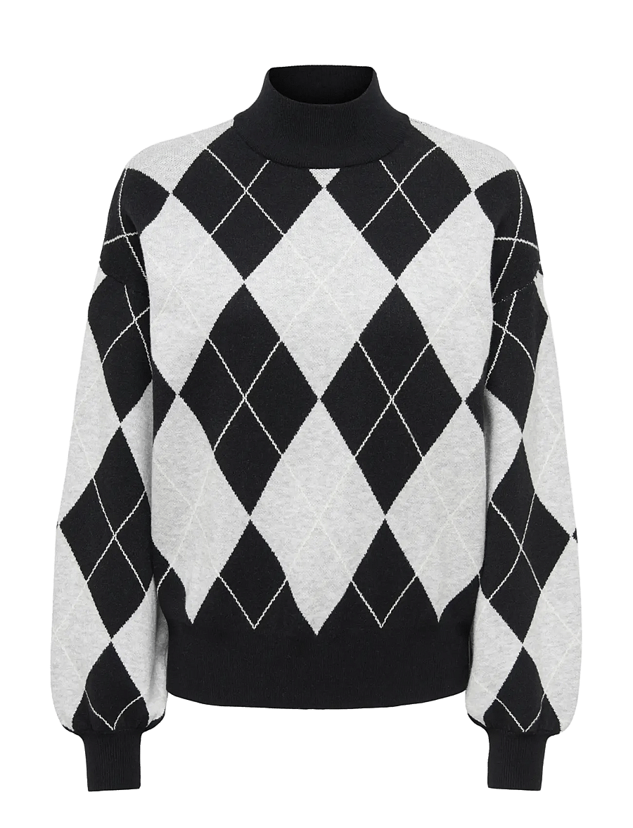 ONLY - ONLENYA LS JQ O-NECK KNT - striktrøjer - black - 0