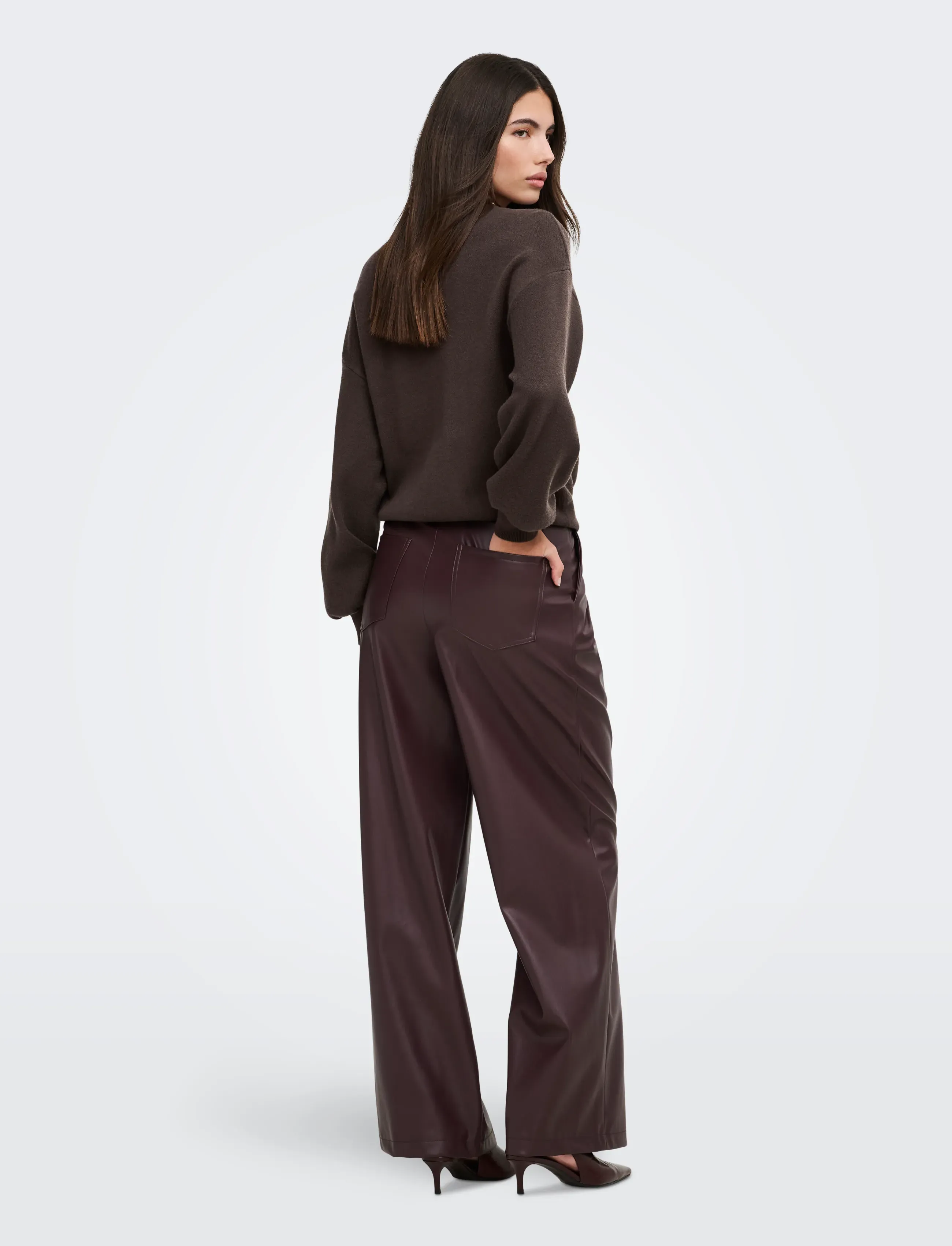ONLY - ONLENYA LS JQ O-NECK KNT - chocolate torte - 3