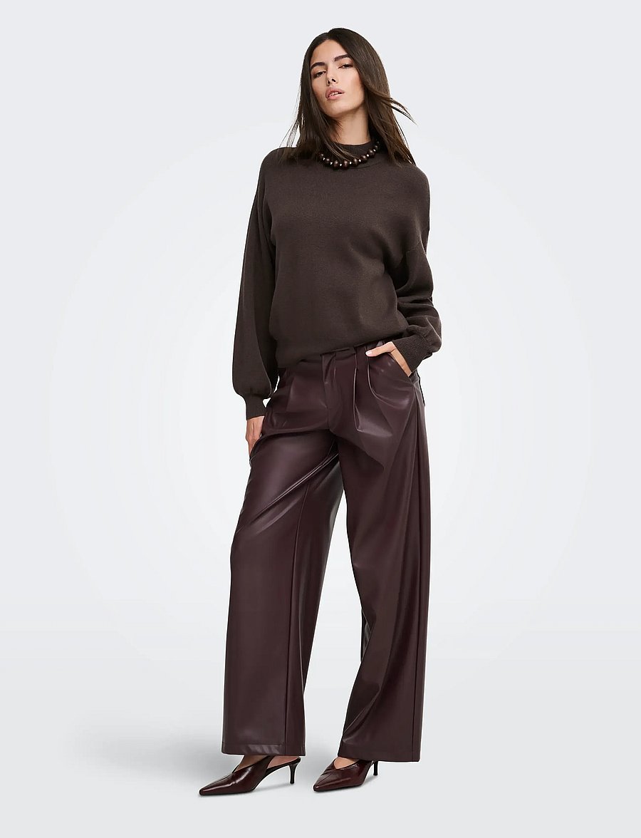 ONLY - ONLENYA LS JQ O-NECK KNT - stickade tröjor - chocolate torte - 4