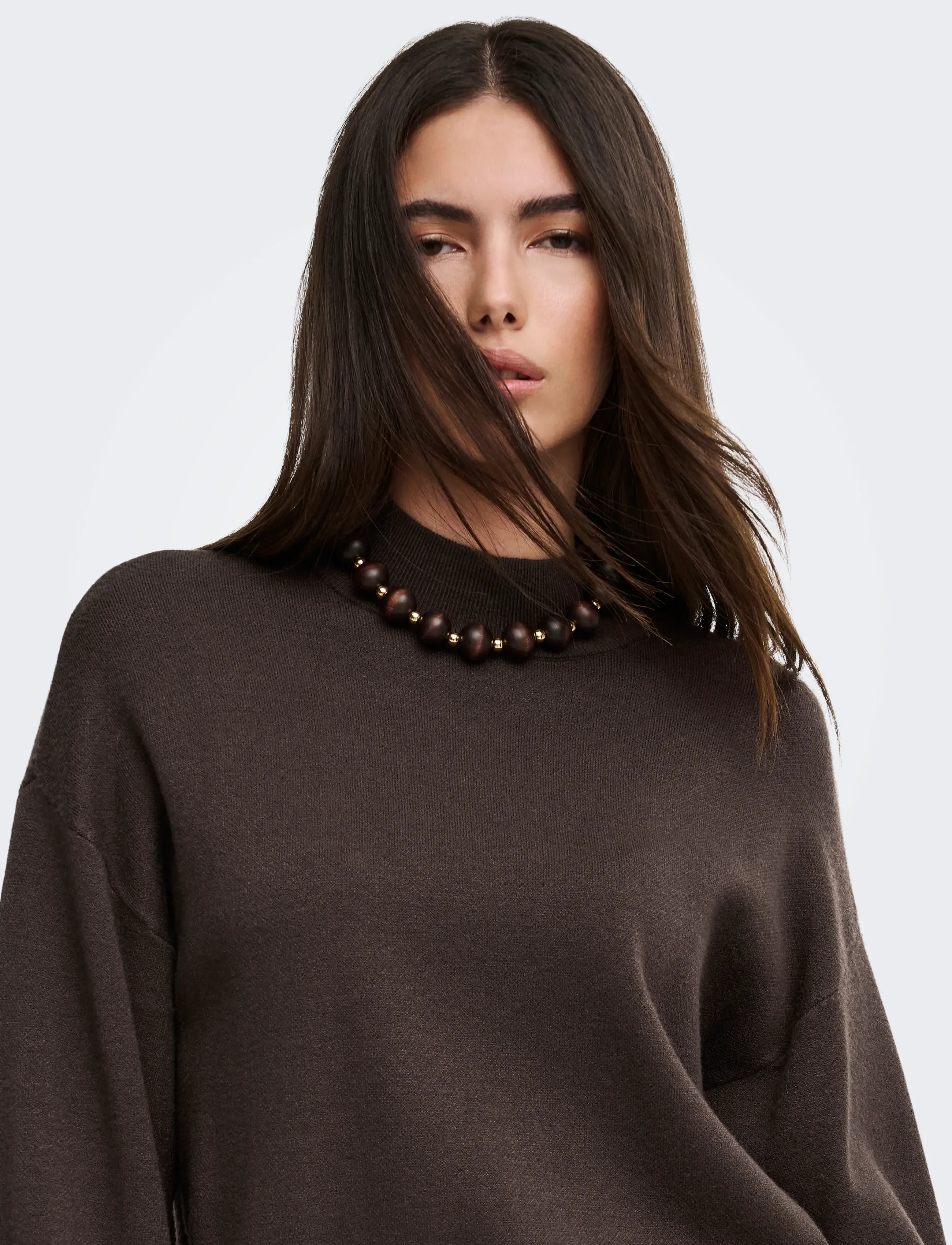 ONLY - ONLENYA LS JQ O-NECK KNT - chocolate torte - 5