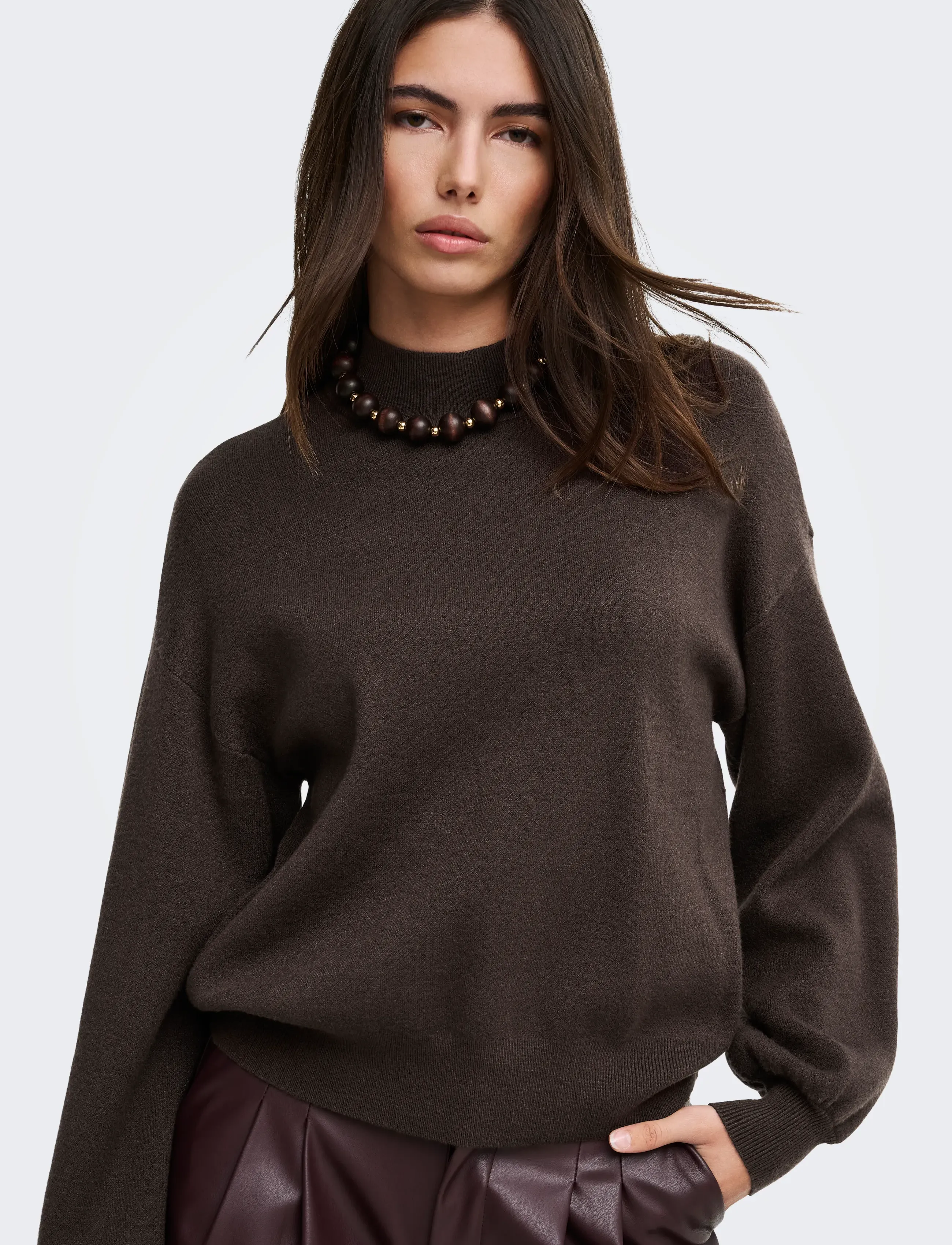 ONLY ONLENYA LS JQ O-NECK KNT - Fødselsdag - CHOCOLATE TORTE / brown
