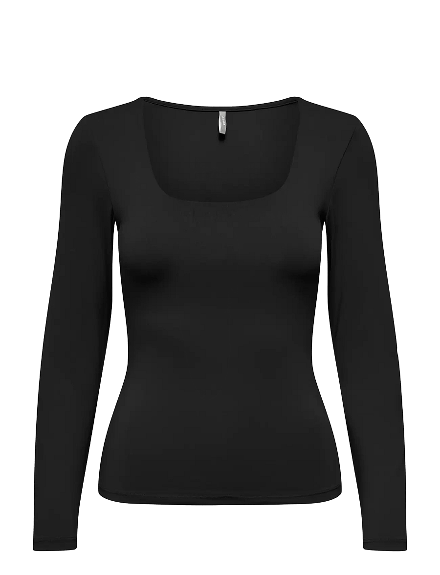 ONLY - ONLEA L/S 2-WAY DEEP NECK TOP JRS NOOS - topi ar garām piedurknēm - black - 1