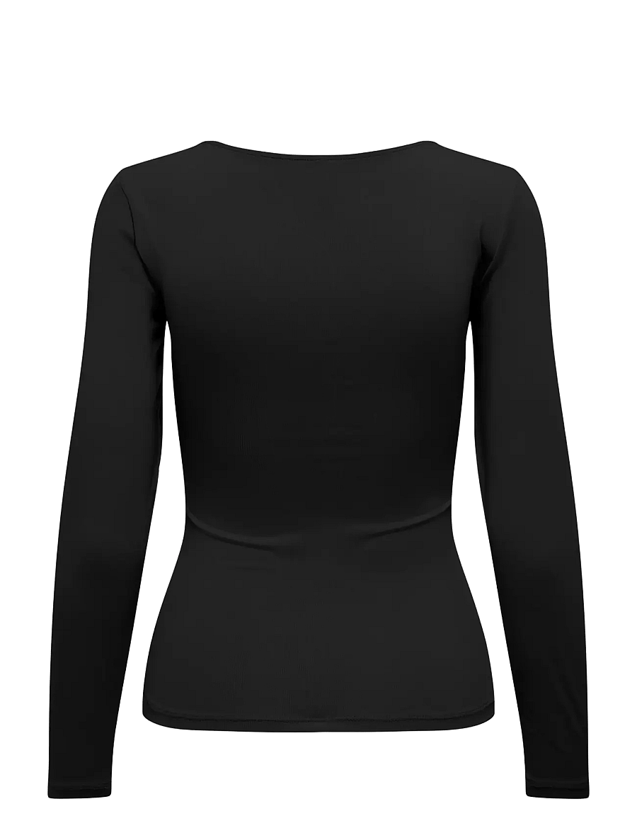 ONLY - ONLEA L/S 2-WAY DEEP NECK TOP JRS NOOS - topi ar garām piedurknēm - black - 2