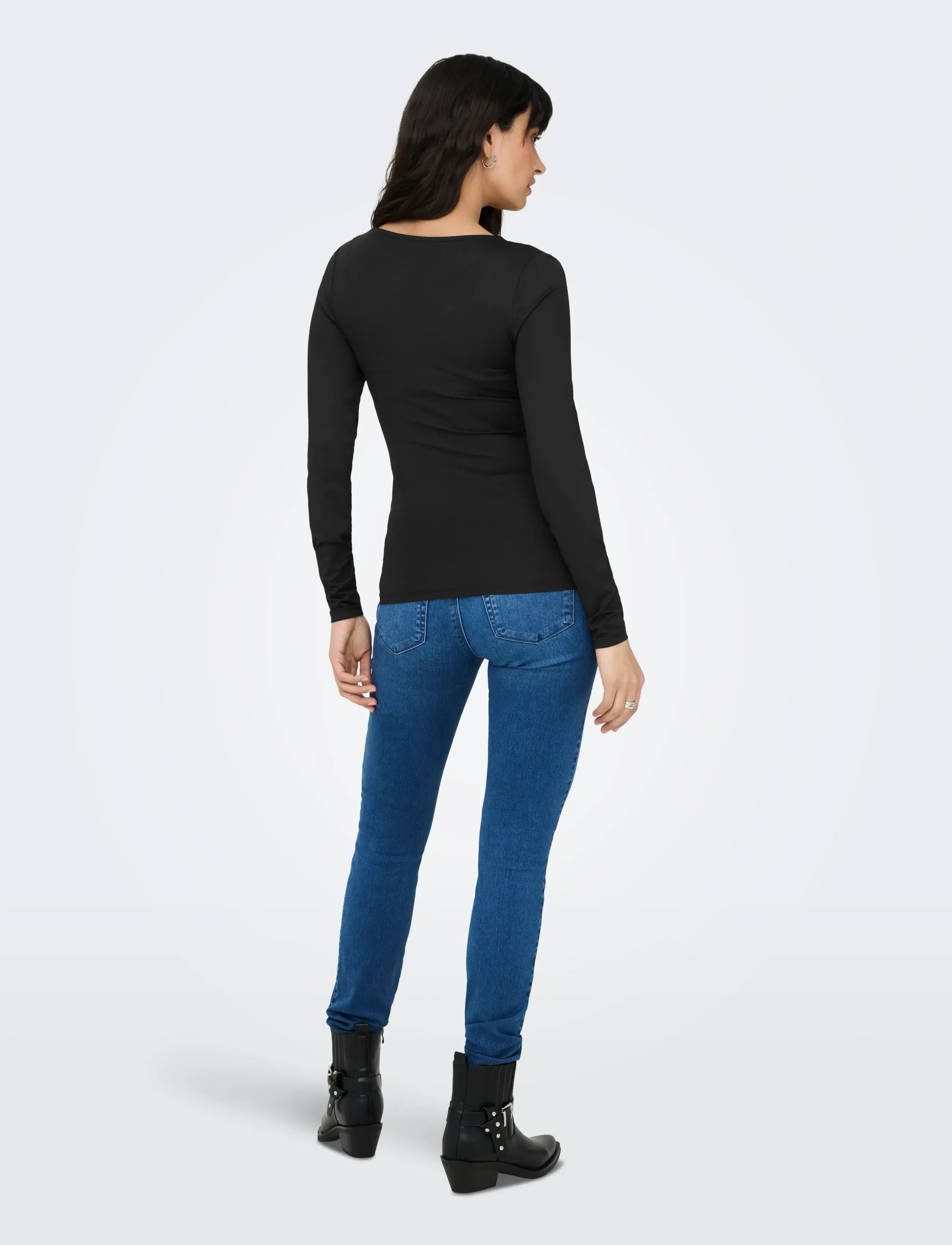 ONLY - ONLEA L/S 2-WAY DEEP NECK TOP JRS NOOS - t-shirts met lange mouwen - black - 3