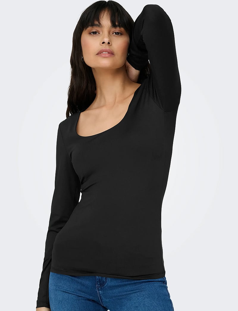 ONLY Tall ONLCLEO O NECK - T-shirts print - black/sort ONLY Tall ONLCLEO O NECK - T-shirts print - black/sort