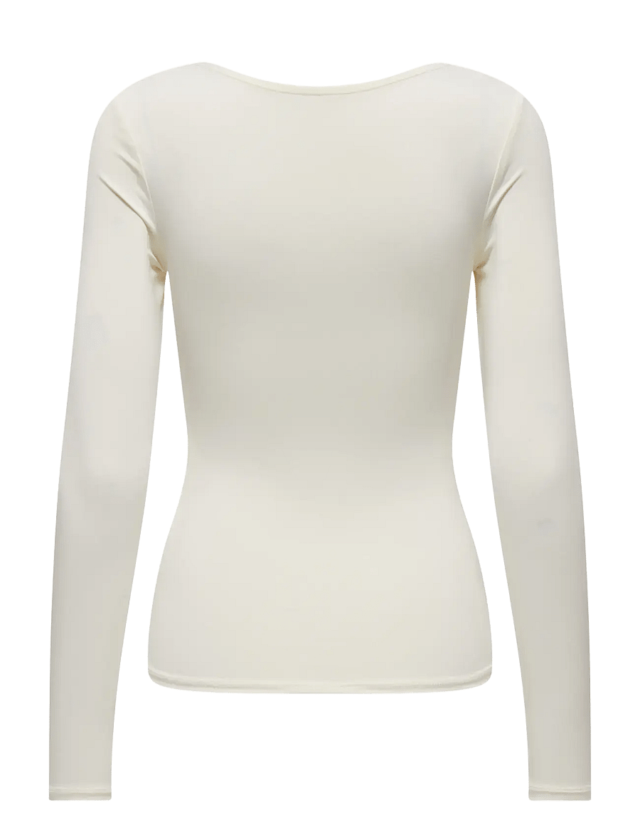 ONLY - ONLEA L/S 2-WAY DEEP NECK TOP JRS NOOS - långärmade toppar - cloud dancer - 2
