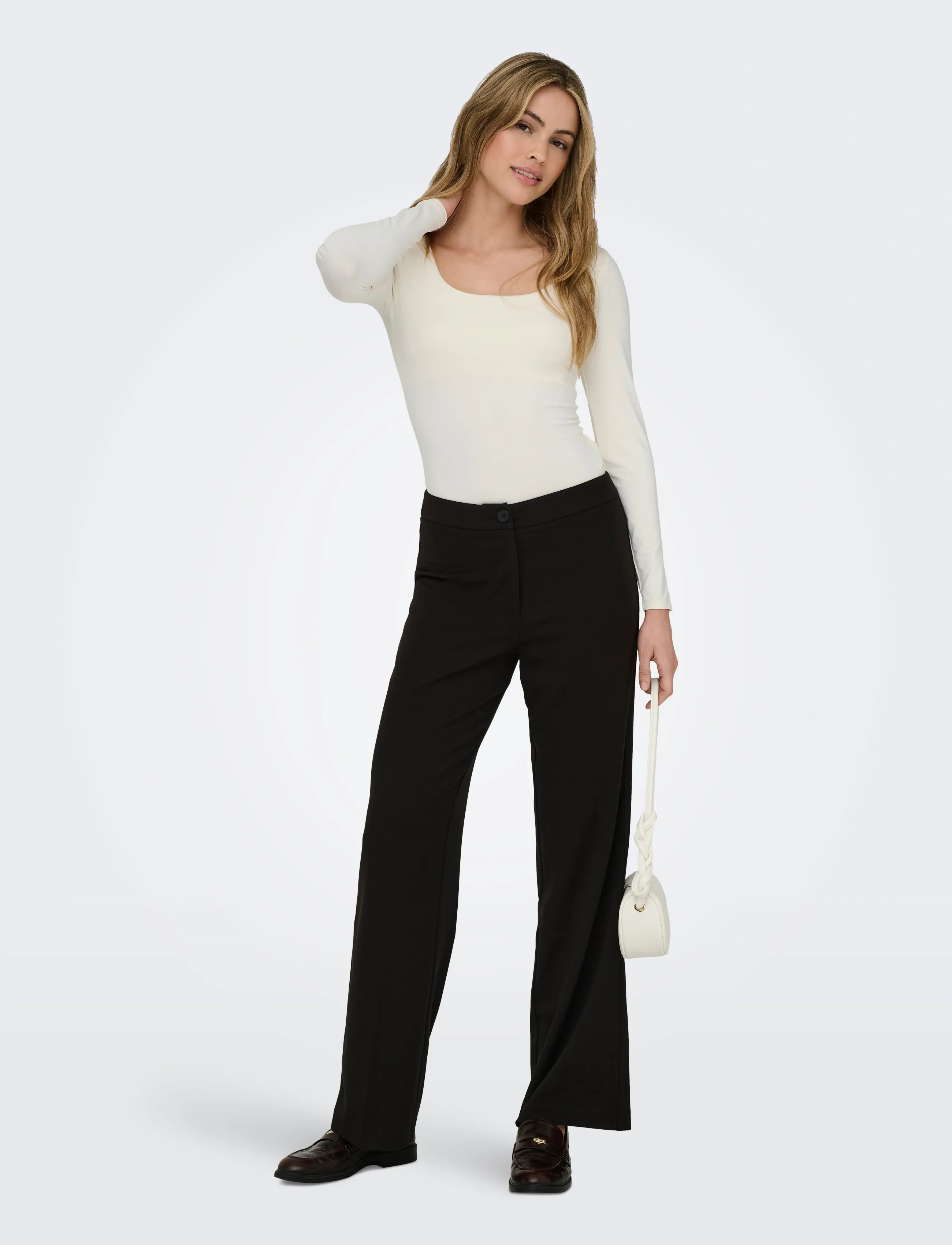 ONLY - ONLEA L/S 2-WAY DEEP NECK TOP JRS NOOS - langärmlige tops - cloud dancer - 5