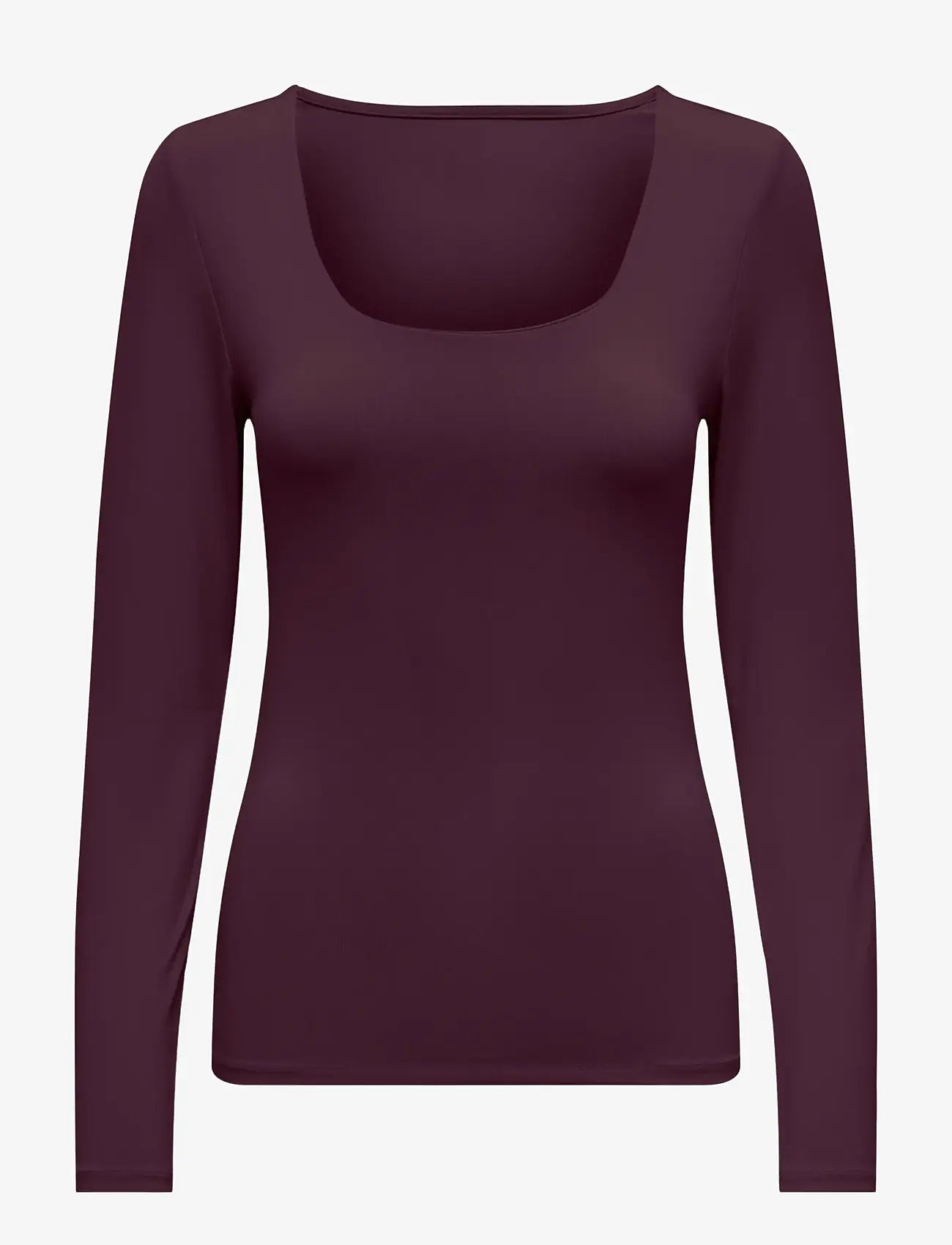ONLY - ONLEA L/S 2-WAY DEEP NECK TOP JRS NOOS - långärmade toppar - winetasting - 1