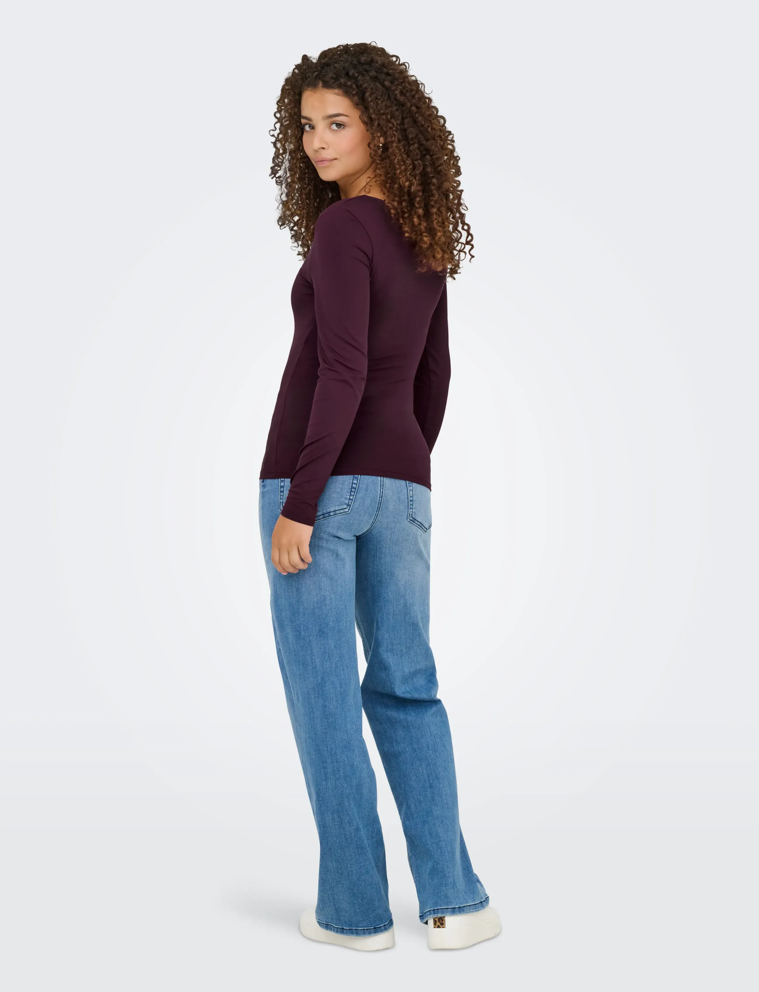 ONLY - ONLEA L/S 2-WAY DEEP NECK TOP JRS NOOS - long-sleeved tops - winetasting - 4