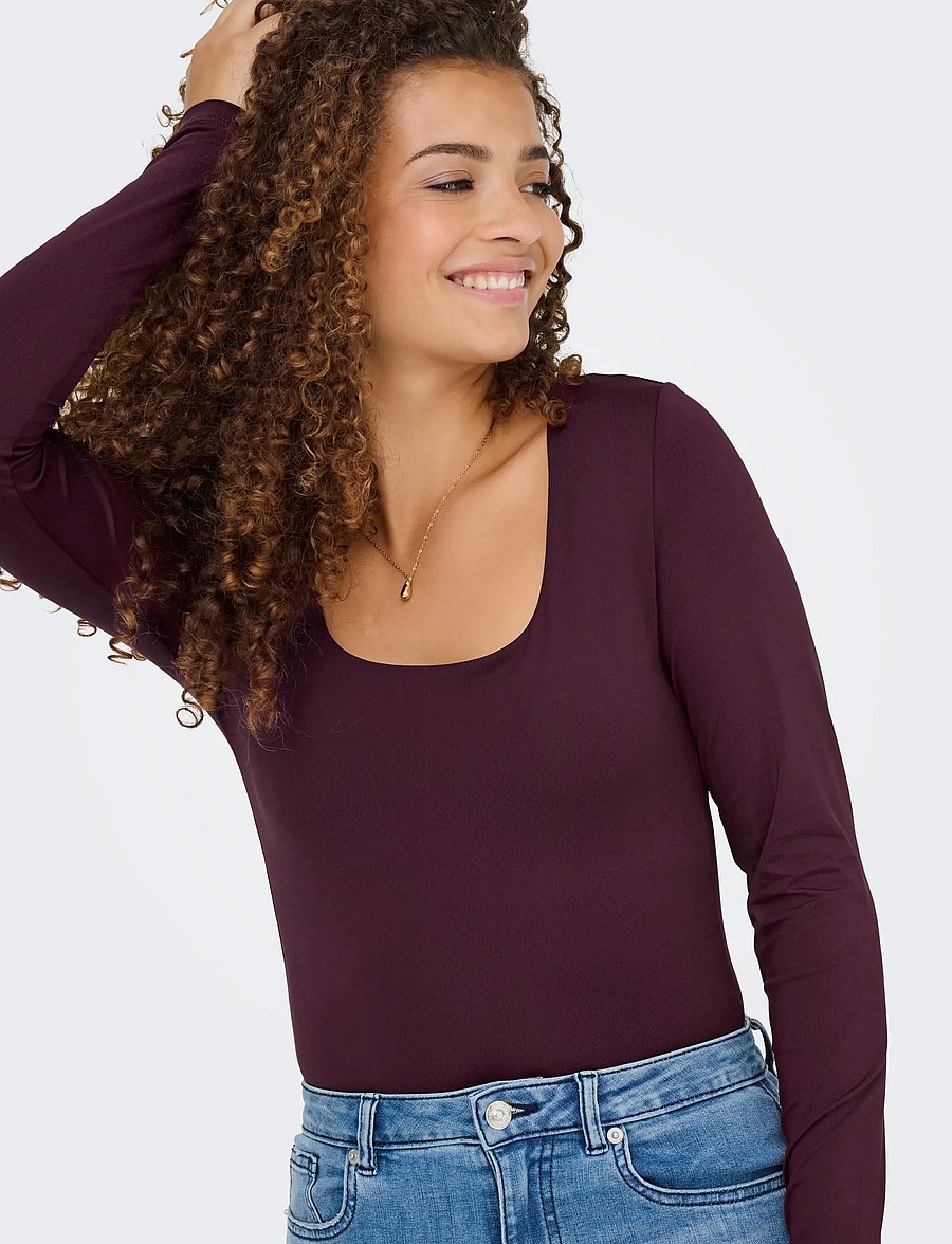 ONLY - ONLEA L/S 2-WAY DEEP NECK TOP JRS NOOS - pikkade varrukatega topid - winetasting - 5