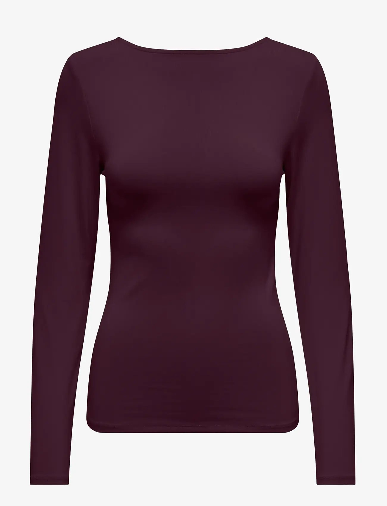 ONLY - ONLEA L/S 2-WAY DEEP NECK TOP JRS NOOS - långärmade toppar - winetasting - 3