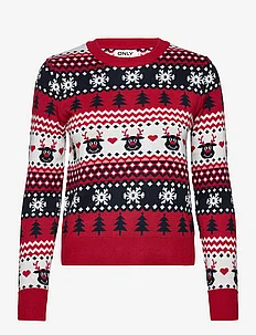 ONLXMAS REINDEER LS O-NECK BOX KNT, ONLY