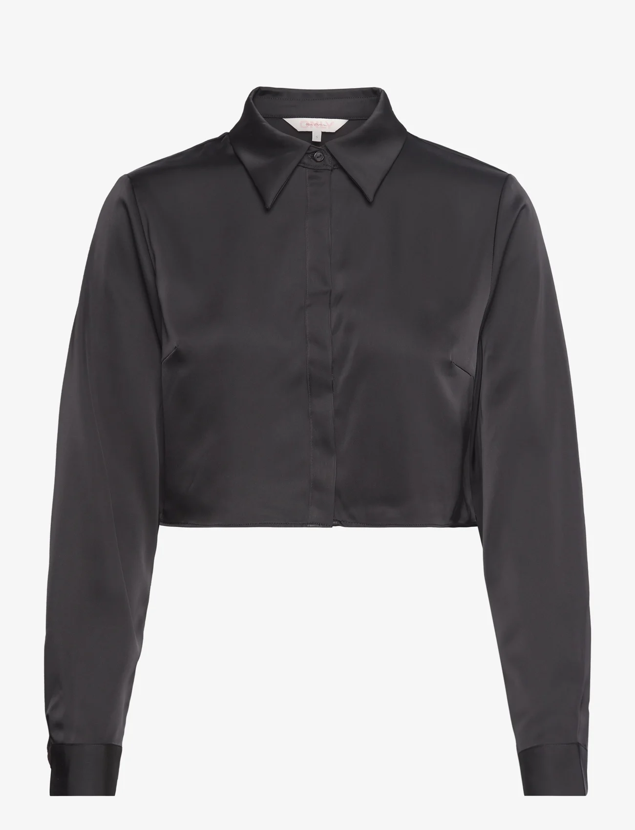 ONLY - ONLPILAR LS CROPPED SATIN SHIRT WVN - långärmade skjortor - black - 0