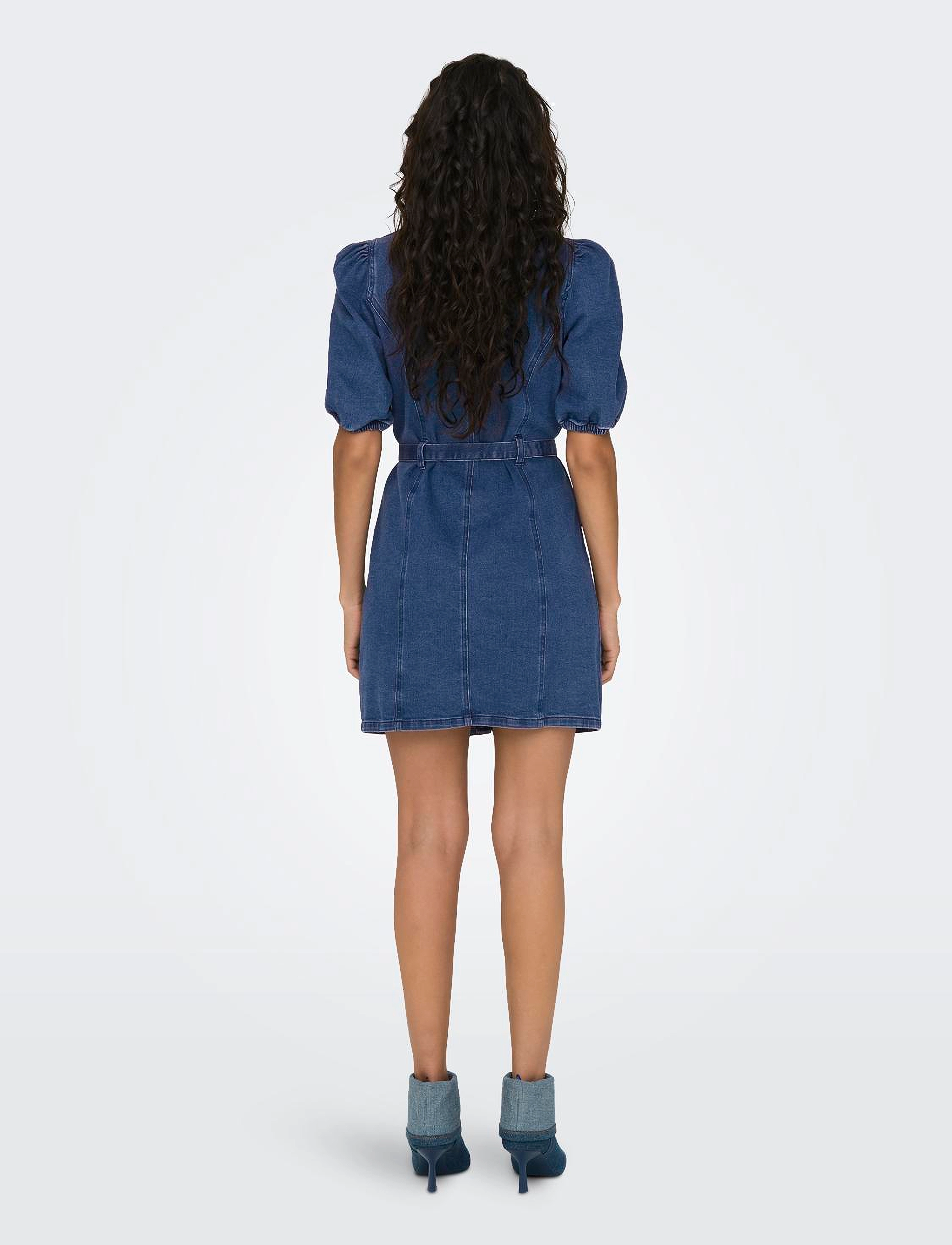 ONLY - ONLVIBBE SS BELT DNM DRESS NOOS - hemdkleider - medium blue denim - 3