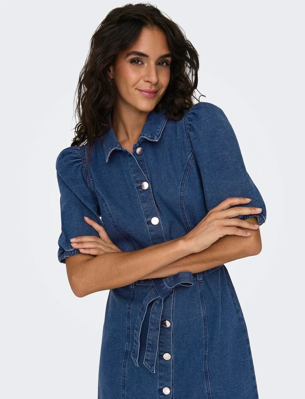 ONLY - ONLVIBBE SS BELT DNM DRESS NOOS - skjortklänningar - medium blue denim - 5