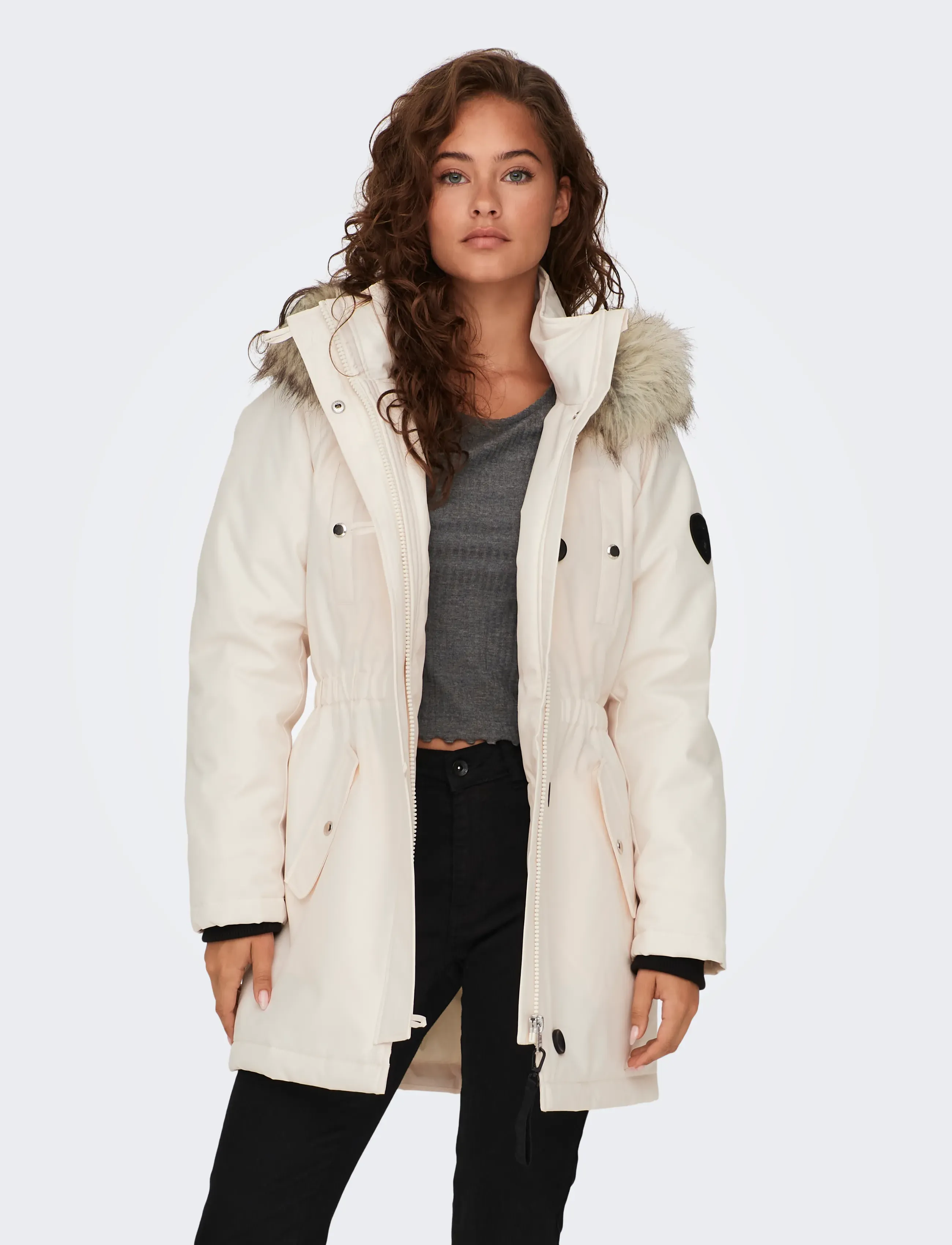 ONLY ONLIRIS FUR WINTER PARKA OTW CC - Riided - EGGNOG / cream