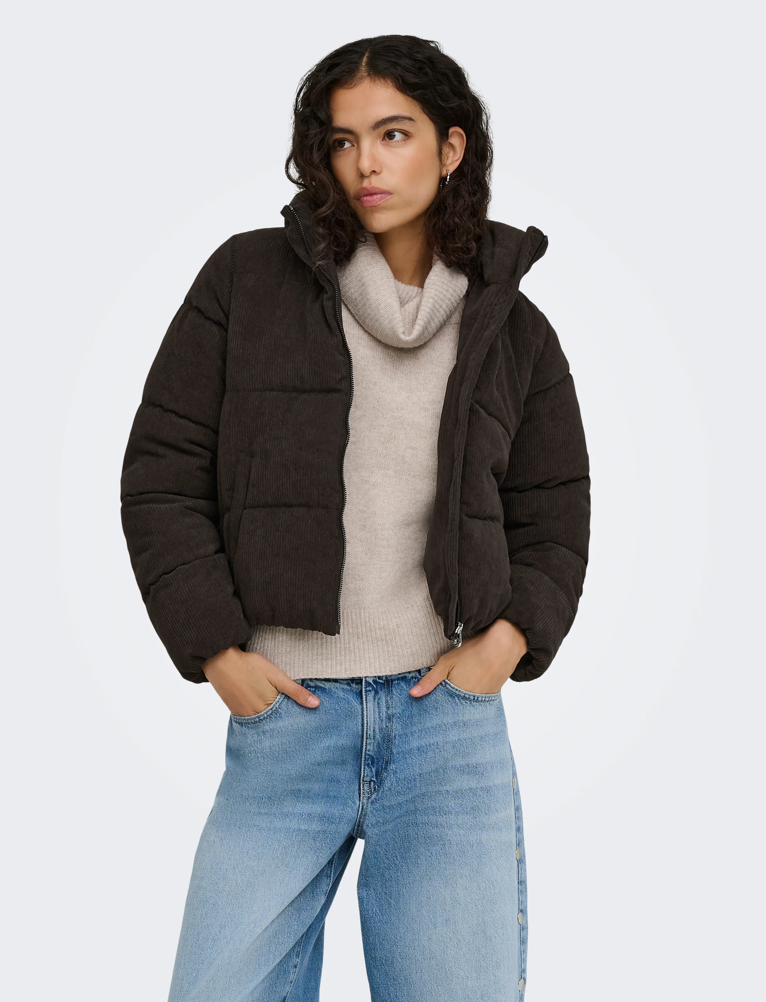 ONLY ONLNEWDOLLY CORDUROY PUFFER OTW NOOS - Quilted jackets - CHOCOLATE TORTE / brown