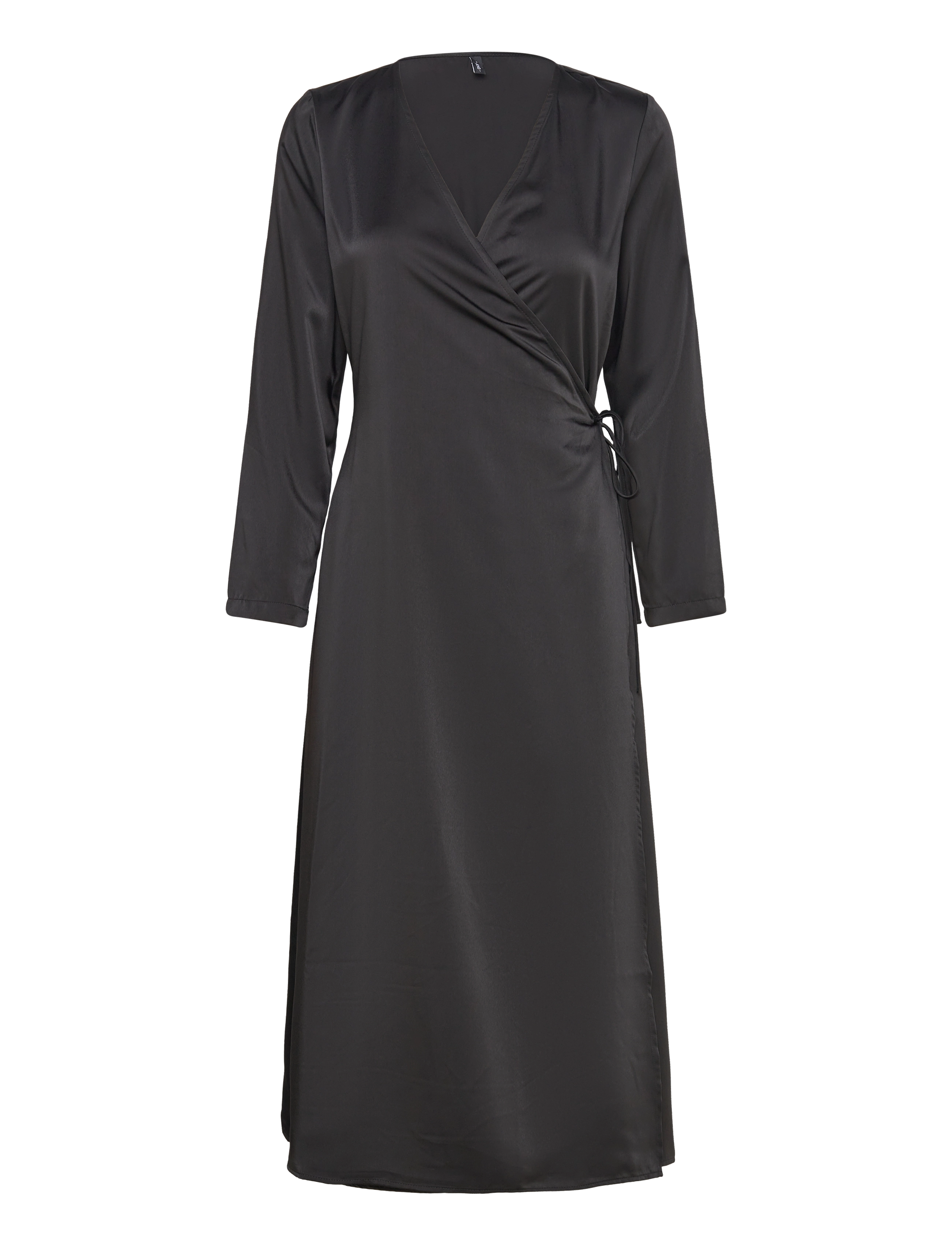 ONLY ONLTHALIA L/S WRAP MIDI DRESS BF PTM - Kjoler - BLACK / black
