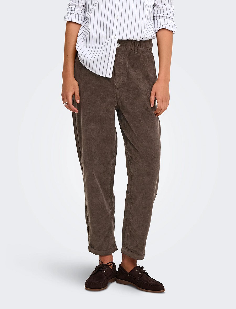 ONLY - ONLFLORA MW ELA CORD CAROT PANT PNT NOOS - tynnyrihousut - chocolate brown - 0