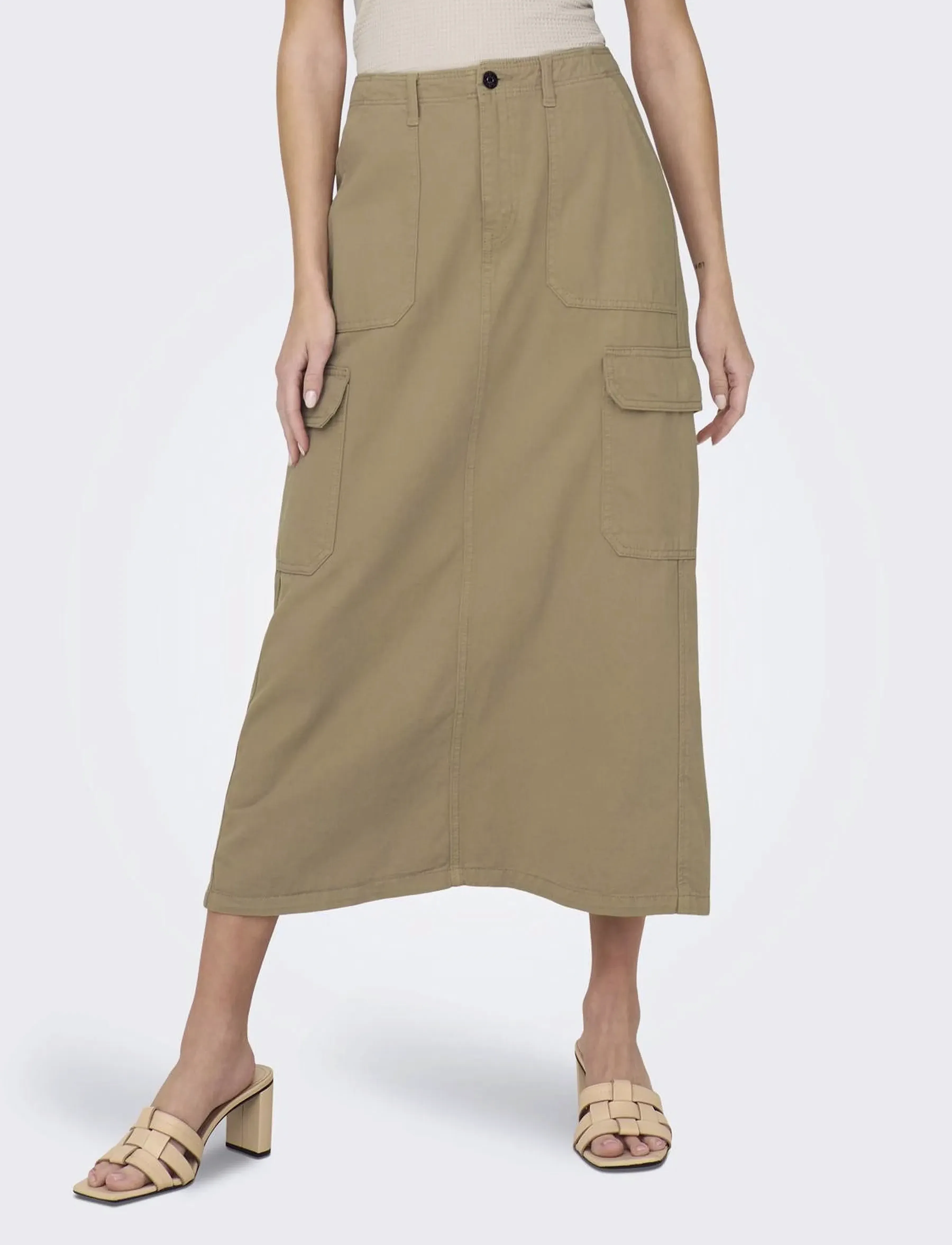 ONLY - ONLMALFY LONG CARGO SKIRT PNT - midi skirts - weathered teak - 3