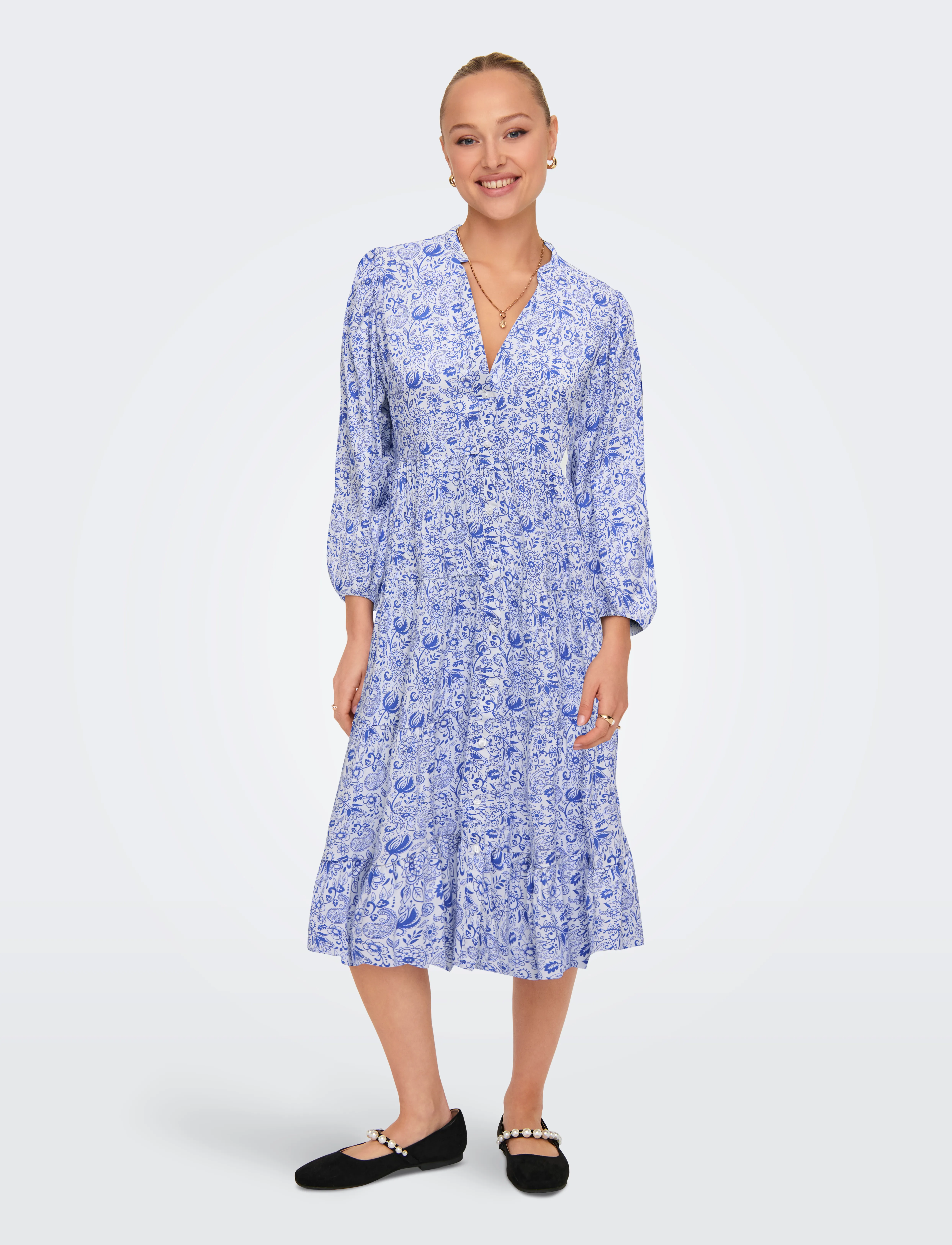 ONLY - ONLMILANA 7/8 DRESS WVN NOOS - vasarinės suknelės - campanula - 0