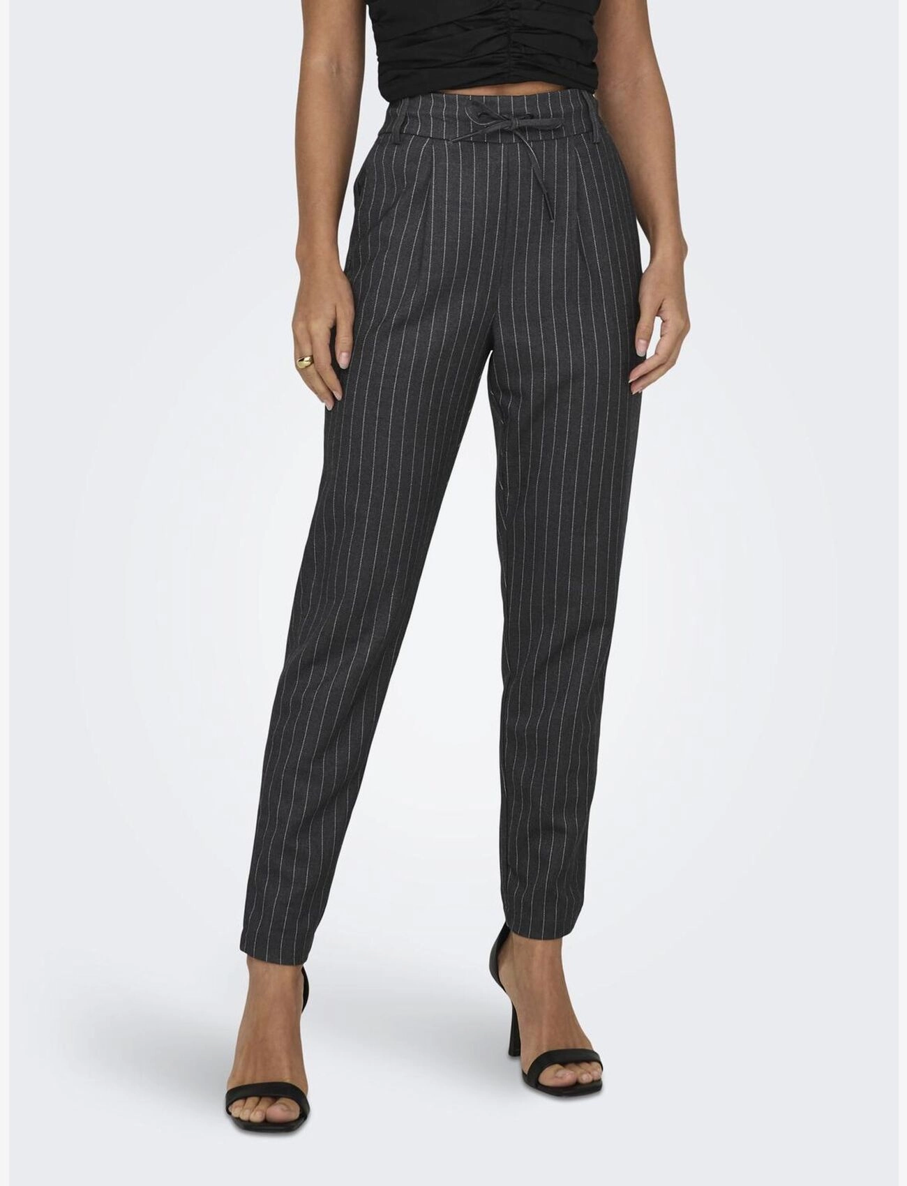 ONLY ONLPOPTRASH-NAJA FINE STRIPE PNT NOOS - Bukser - DARK GREY MELANGE / grey