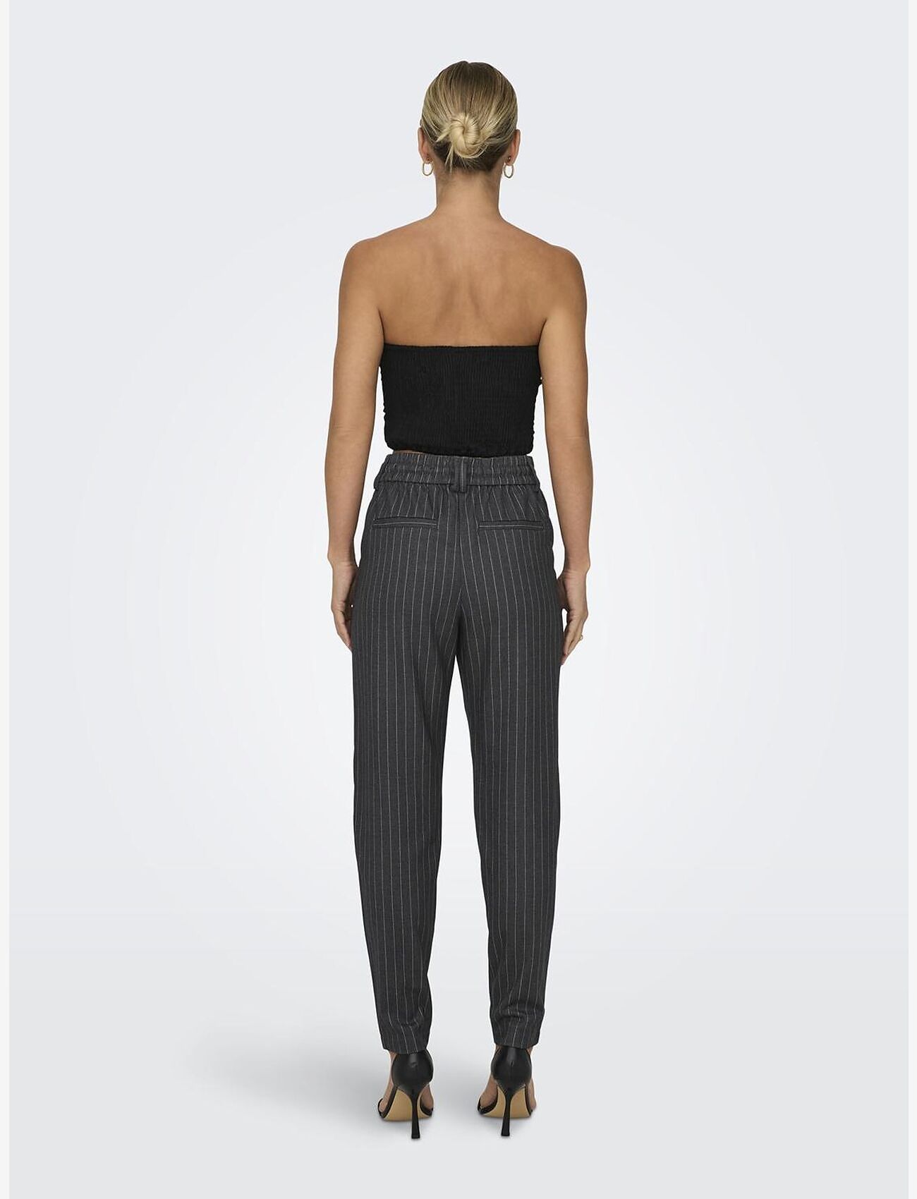 ONLY - ONLPOPTRASH-NAJA FINE STRIPE PNT NOOS - kitsalõikelised püksid - dark grey melange - 3