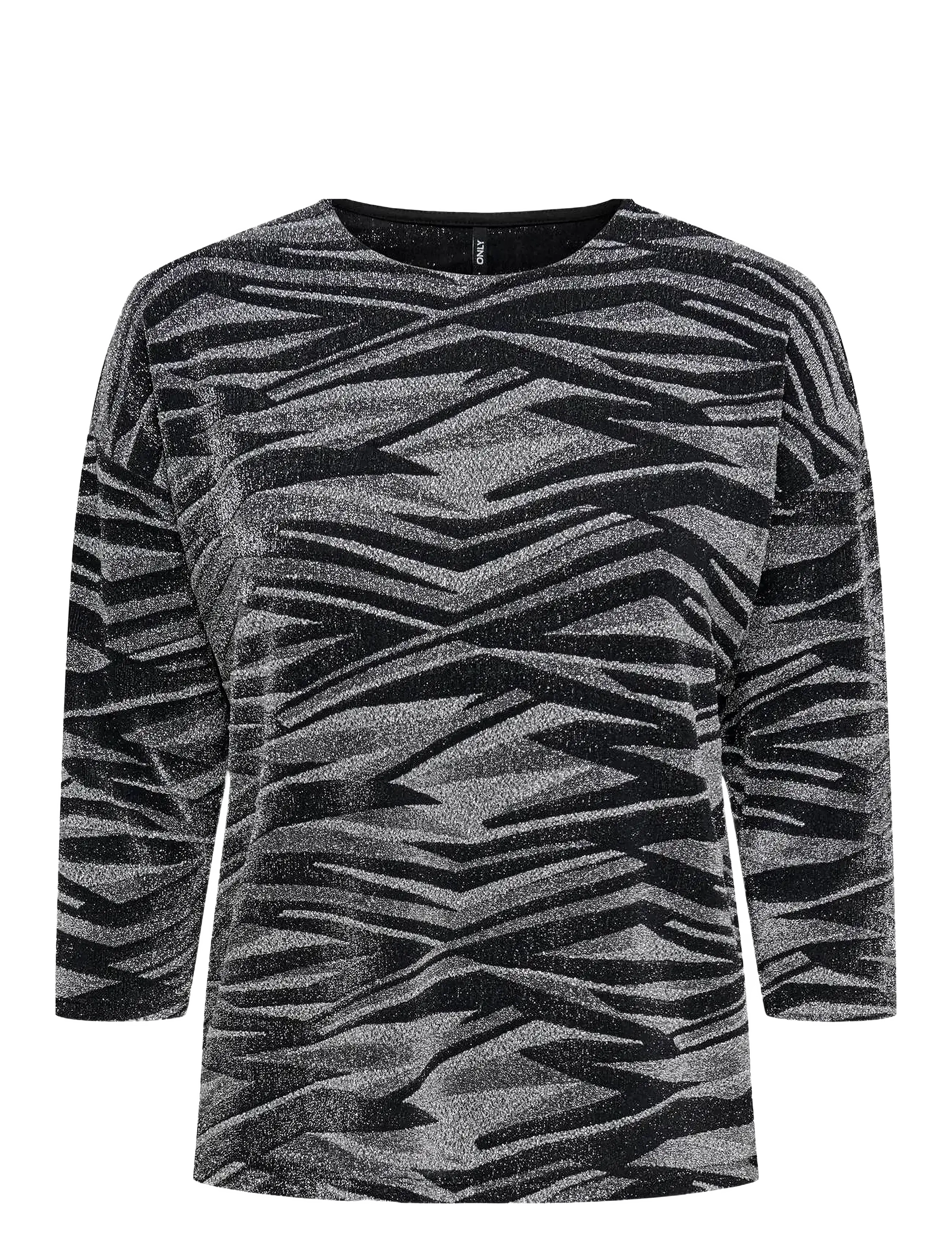 ONLY ONLQUEEN 3/4 GLITTER TOP JRS - T-shirts & Toppe - SILVER / black