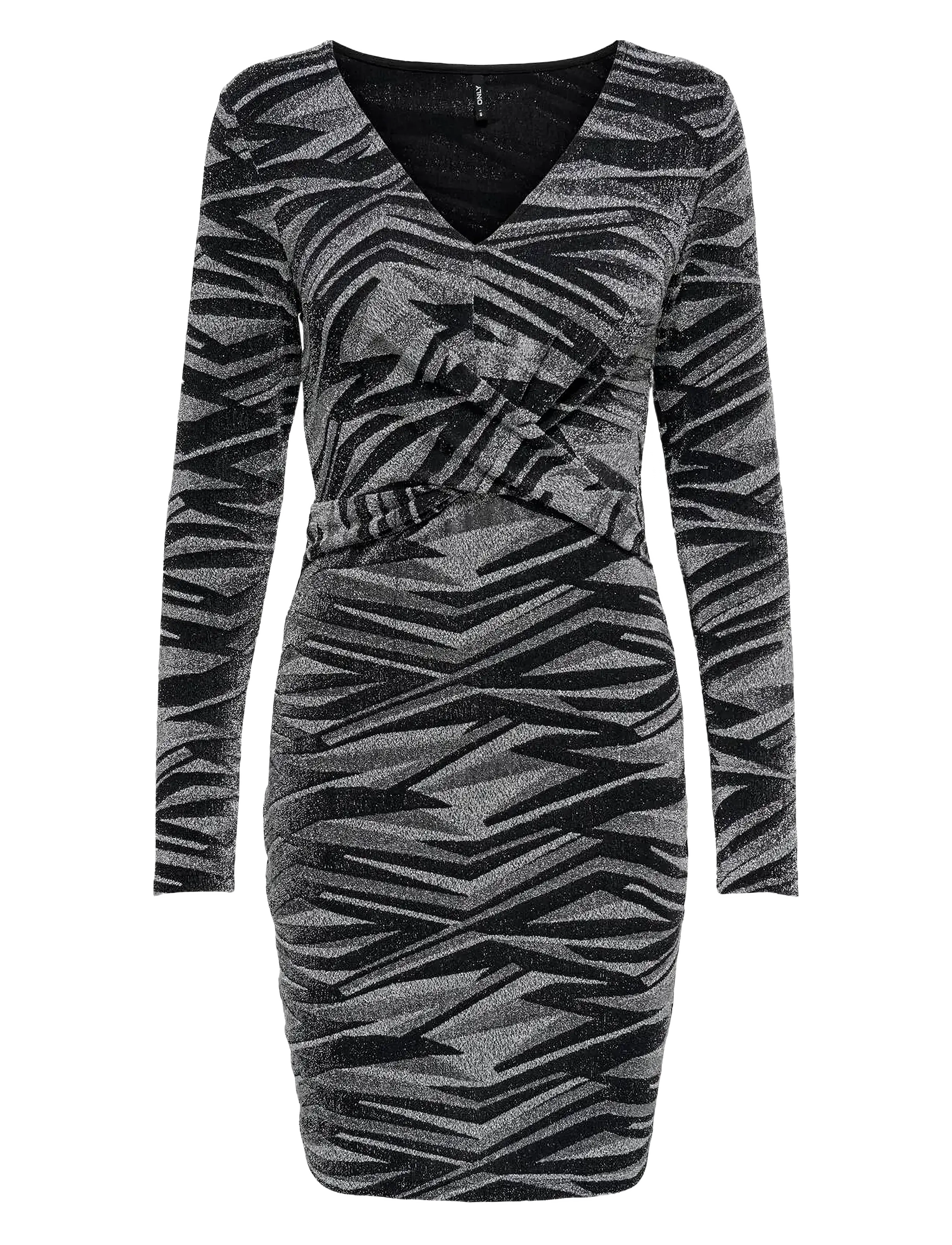 ONLY Onlqueen L/S V-Ausschnitt Glitter Kleid Jrs Grau - XS - Damen