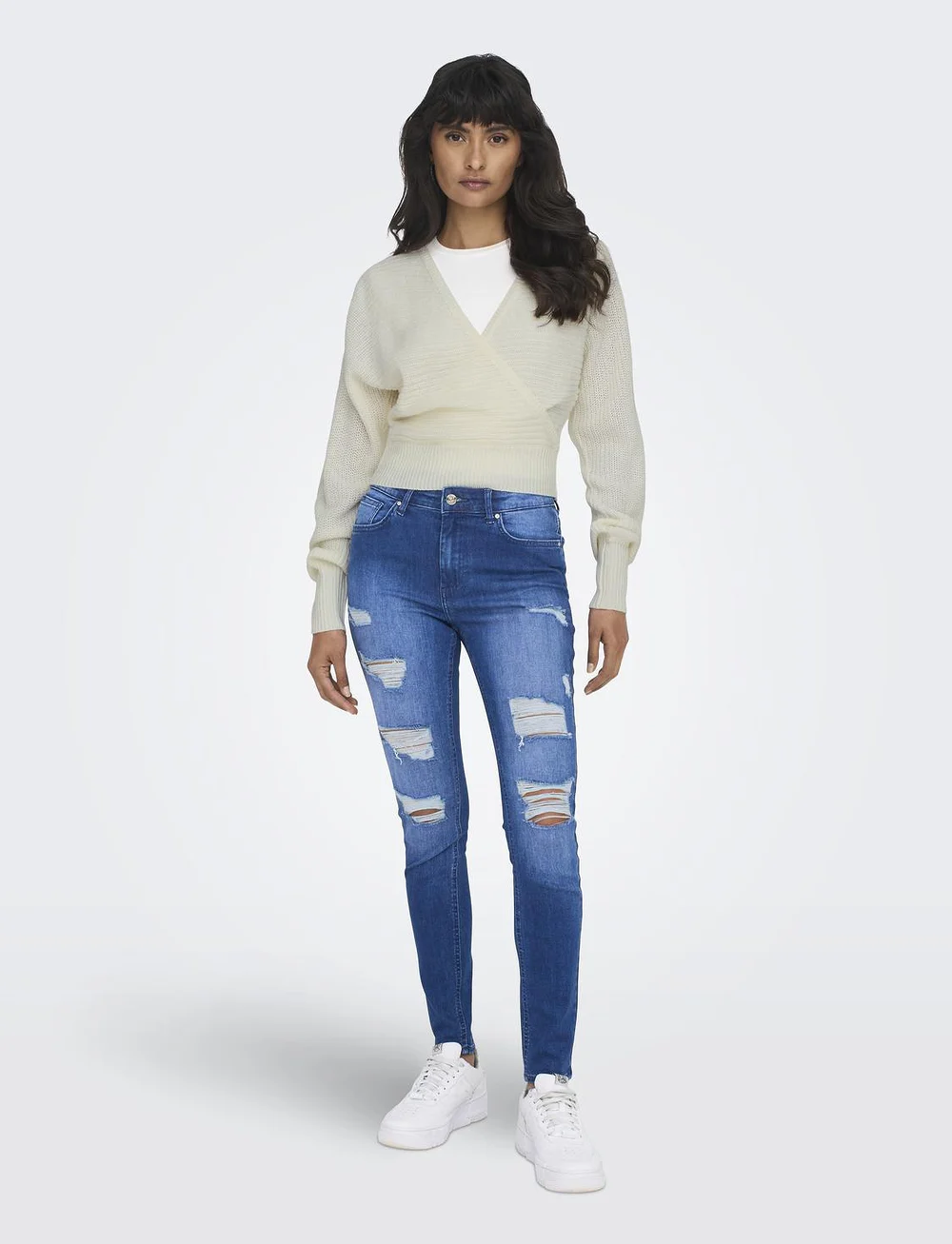 ONLY - ONLELINA LS V-NECK PULLOVER EX KNT - pullover - cloud dancer - 4