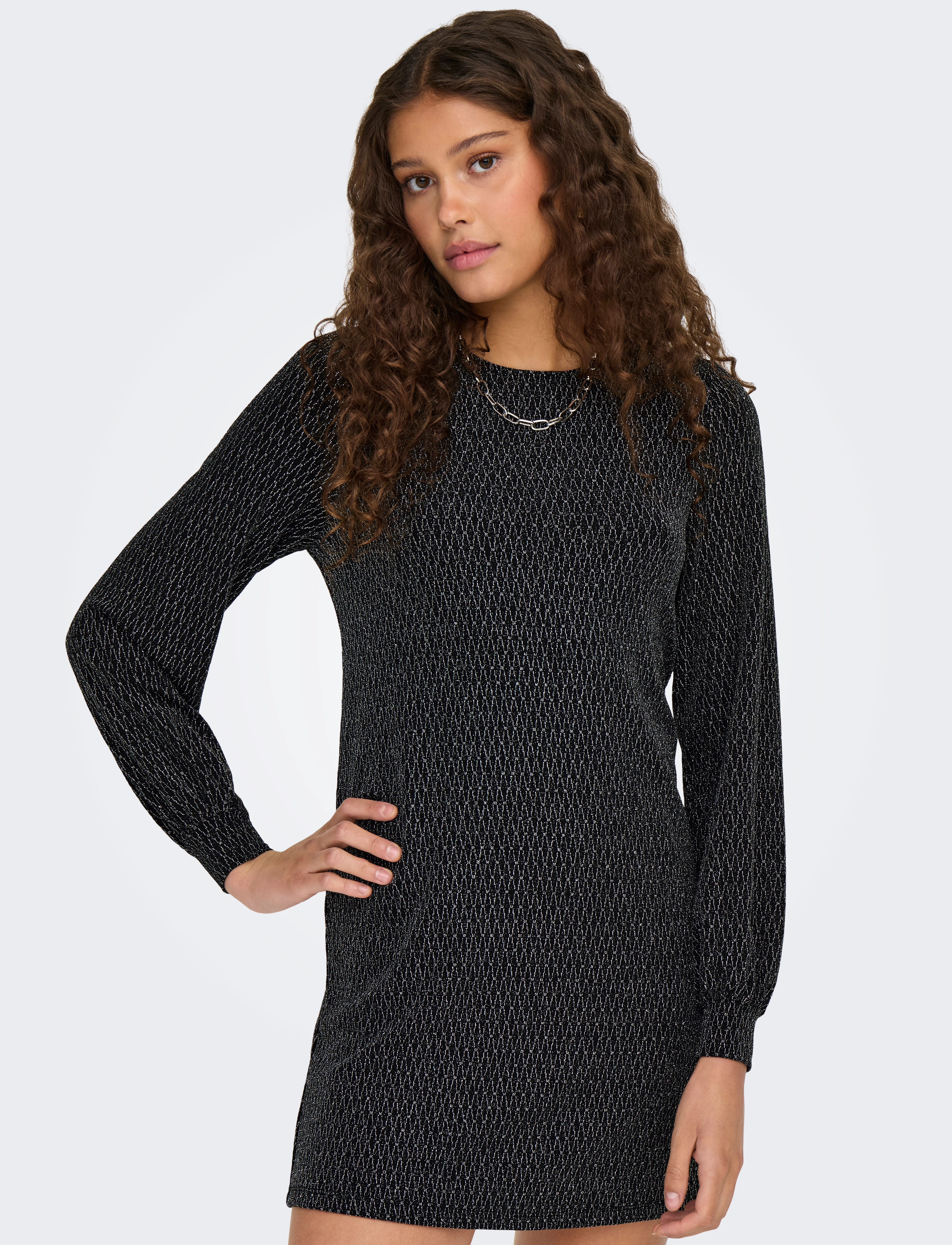 ONLY - ONLCAROL L/S GLITTER BOW DRESS JRS - festtøj til outletpriser - black - 4