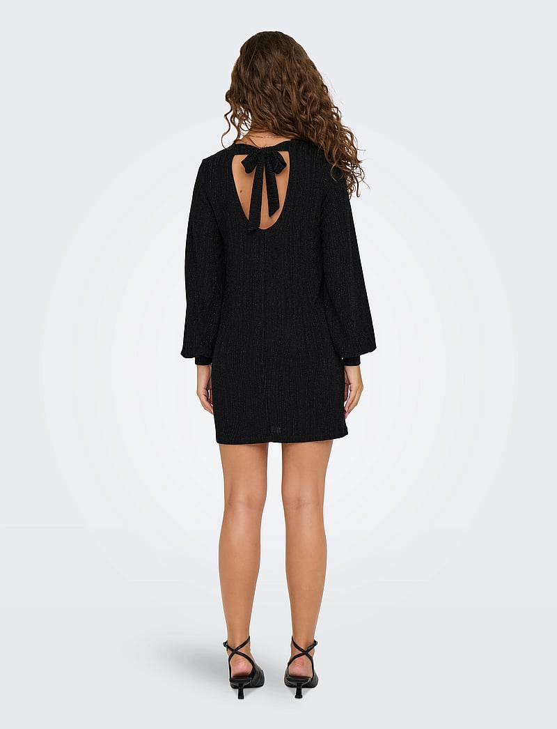 ONLY - ONLCAROL L/S GLITTER BOW DRESS JRS - pidulikud kleidid - black - 3