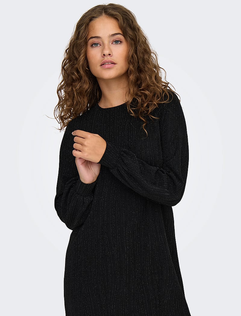 ONLY - ONLCAROL L/S GLITTER BOW DRESS JRS - pidulikud kleidid - black - 4