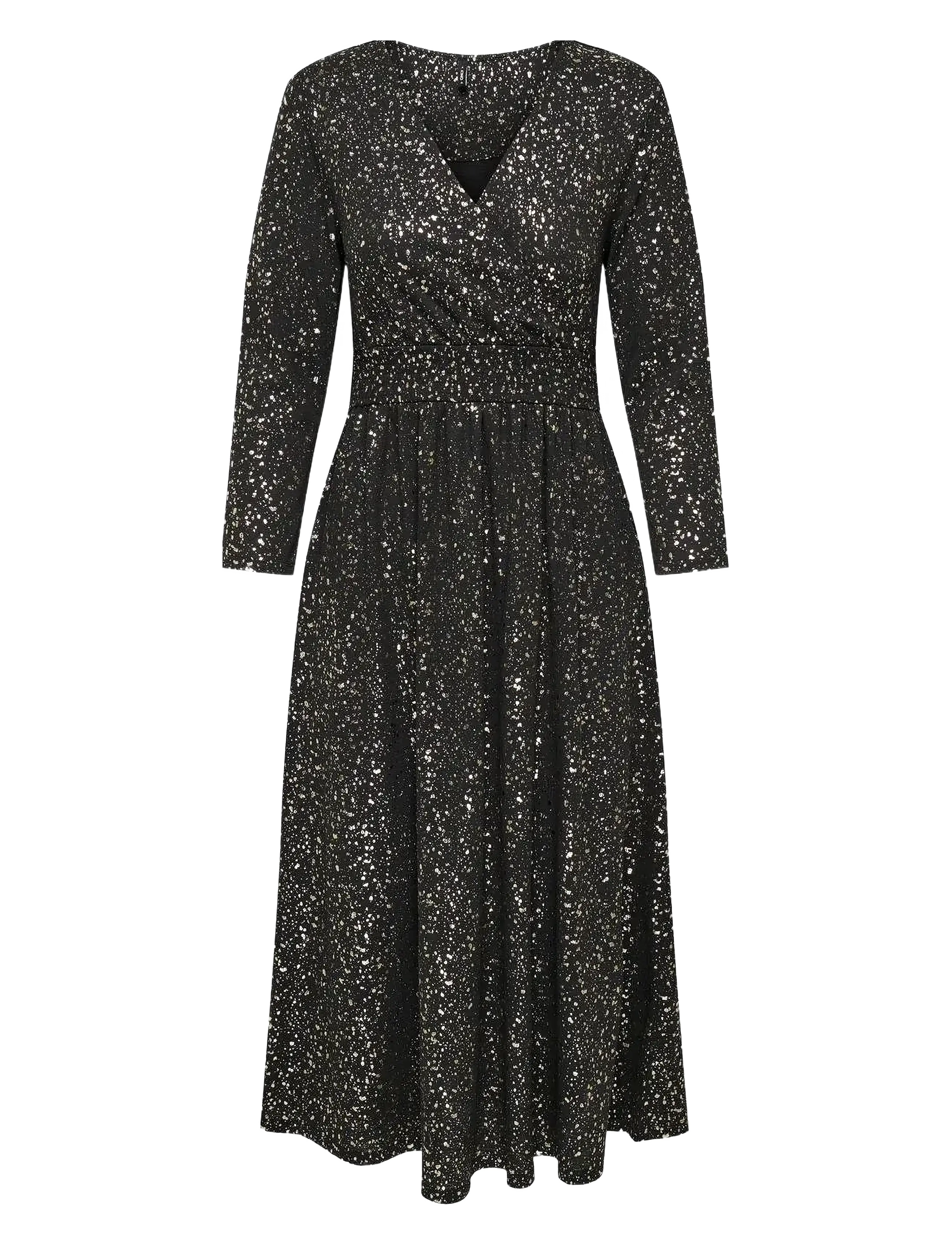 ONLY Onlnew Pella L/S Foil Wrap Kleid Jrs Schwarz - S - Damen