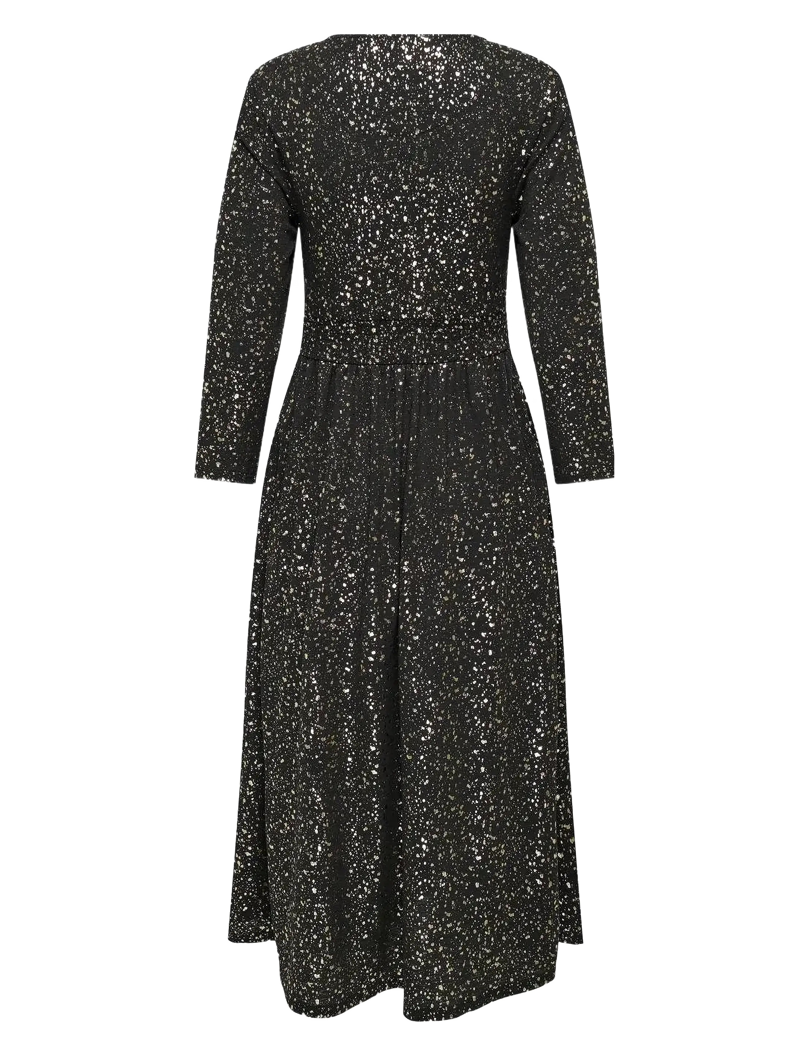 ONLY - ONLNEW PELLA L/S FOIL WRAP DRESS JRS - festtøj til outletpriser - black - 1